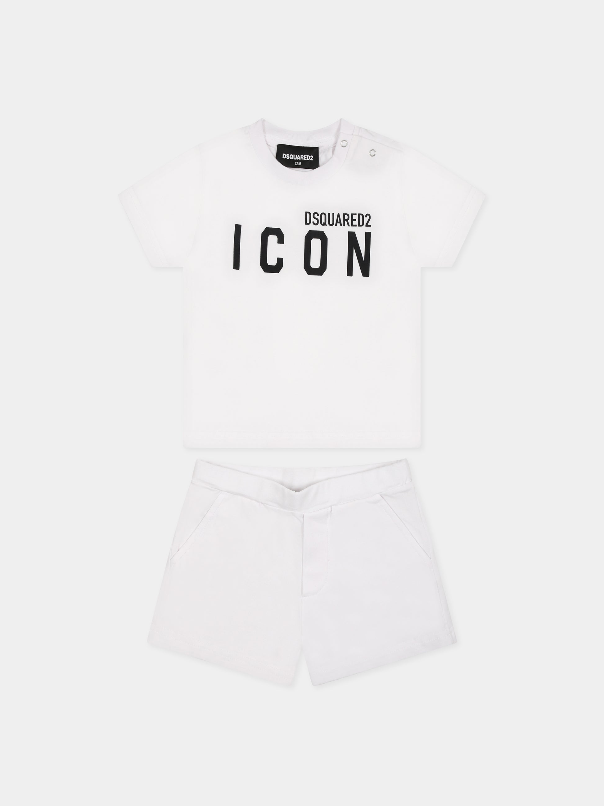 Completo bianco per neonato con logo,Dsquared2,DQ1038 D008J DQ100