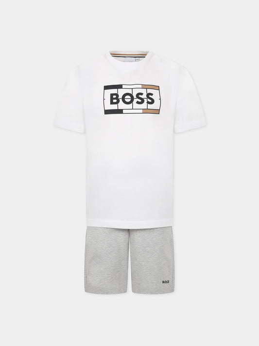 Completo mutlicolor per bambino con stampa e logo,Boss,J28111 10P