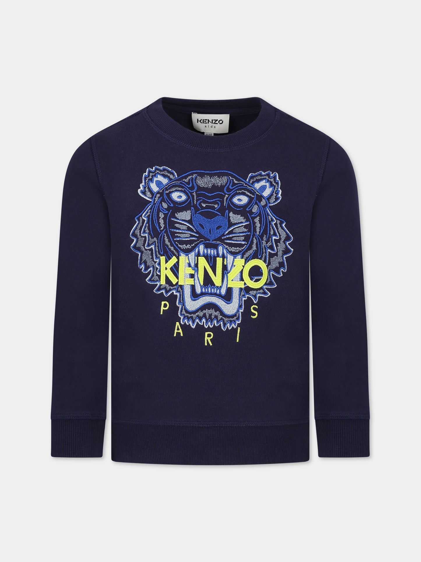 Felpa blu per bambino con Kotora e logo,Kenzo Kids,K25801 85M