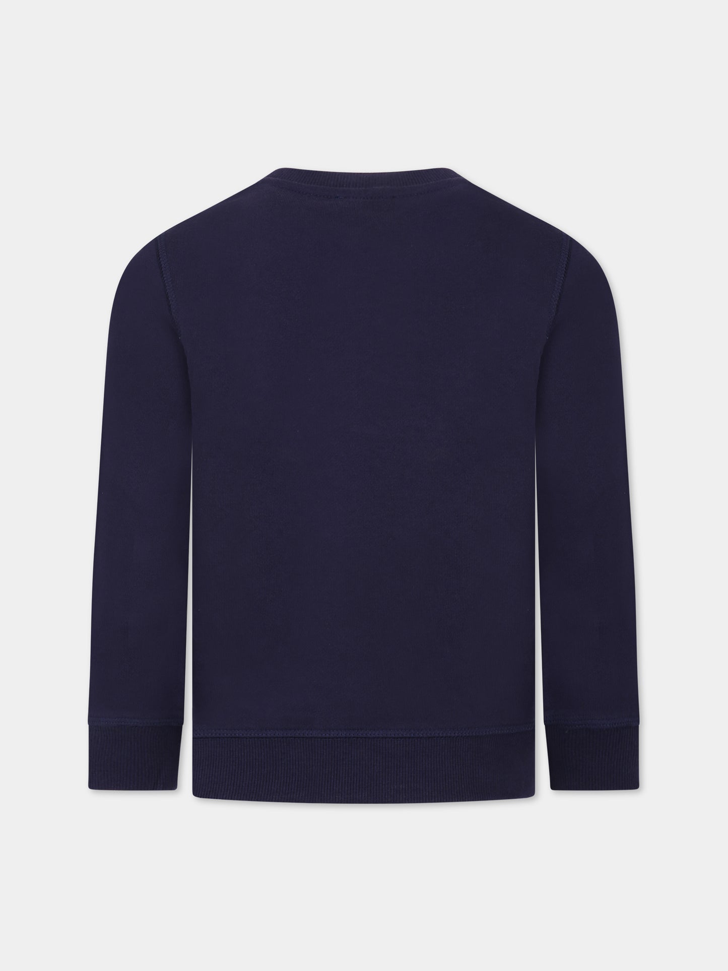 Felpa blu per bambino con Kotora e logo,Kenzo Kids,K25801 85M