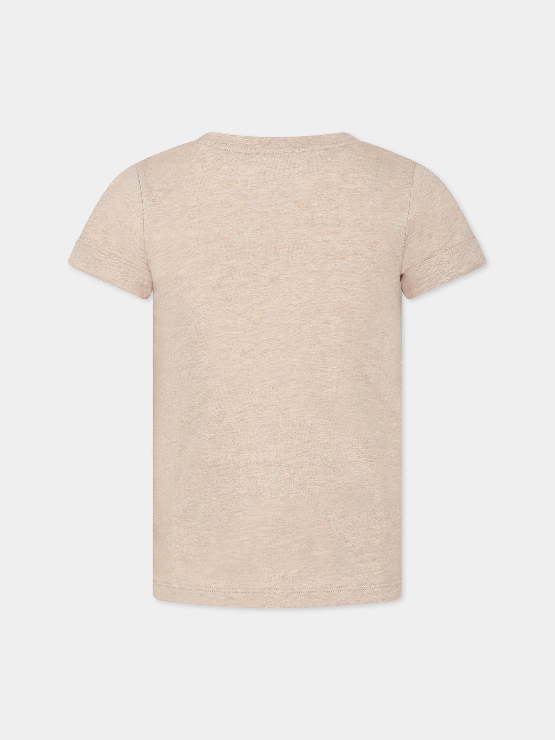 T-shirt beige per bambina con logo,Chloé Kids,C15E06 C03