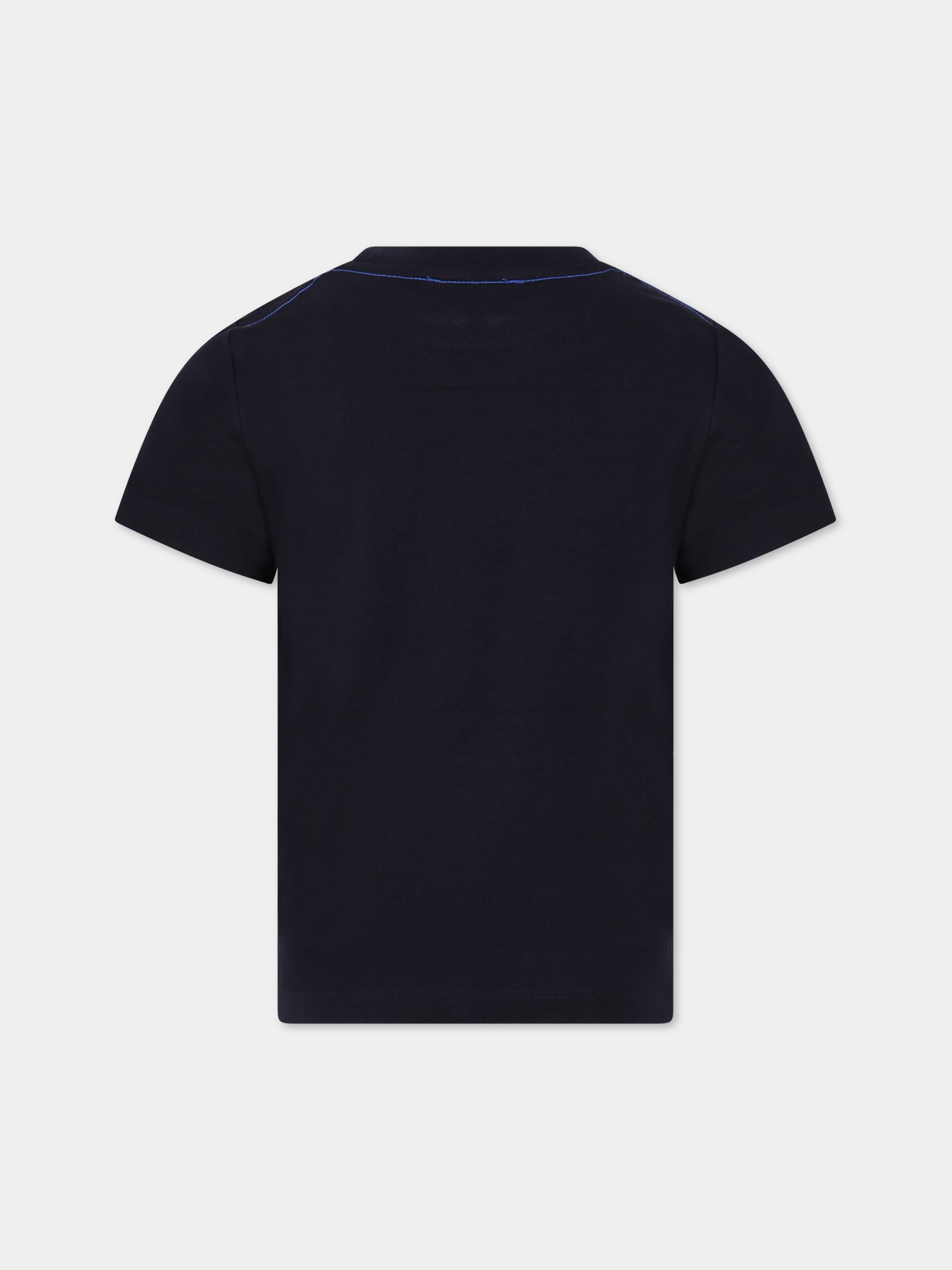 T-shirt blu per bambino con stampa logo,Little Marc Jacobs,W25593 84E