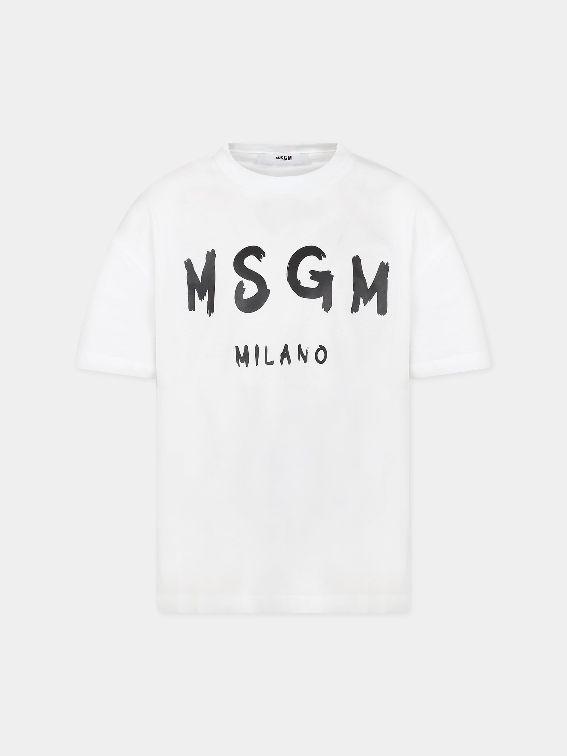 T-shirt bianca per bambina con logo,Msgm Kids,MS029372 001