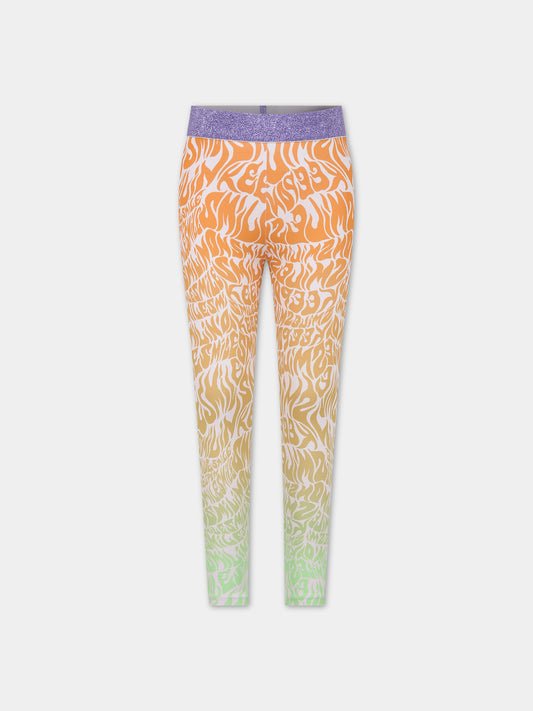 Leggings multicolor per bambina con stampa smile,Stella Mccartney Kids,8R6D80 Z0693 545MC