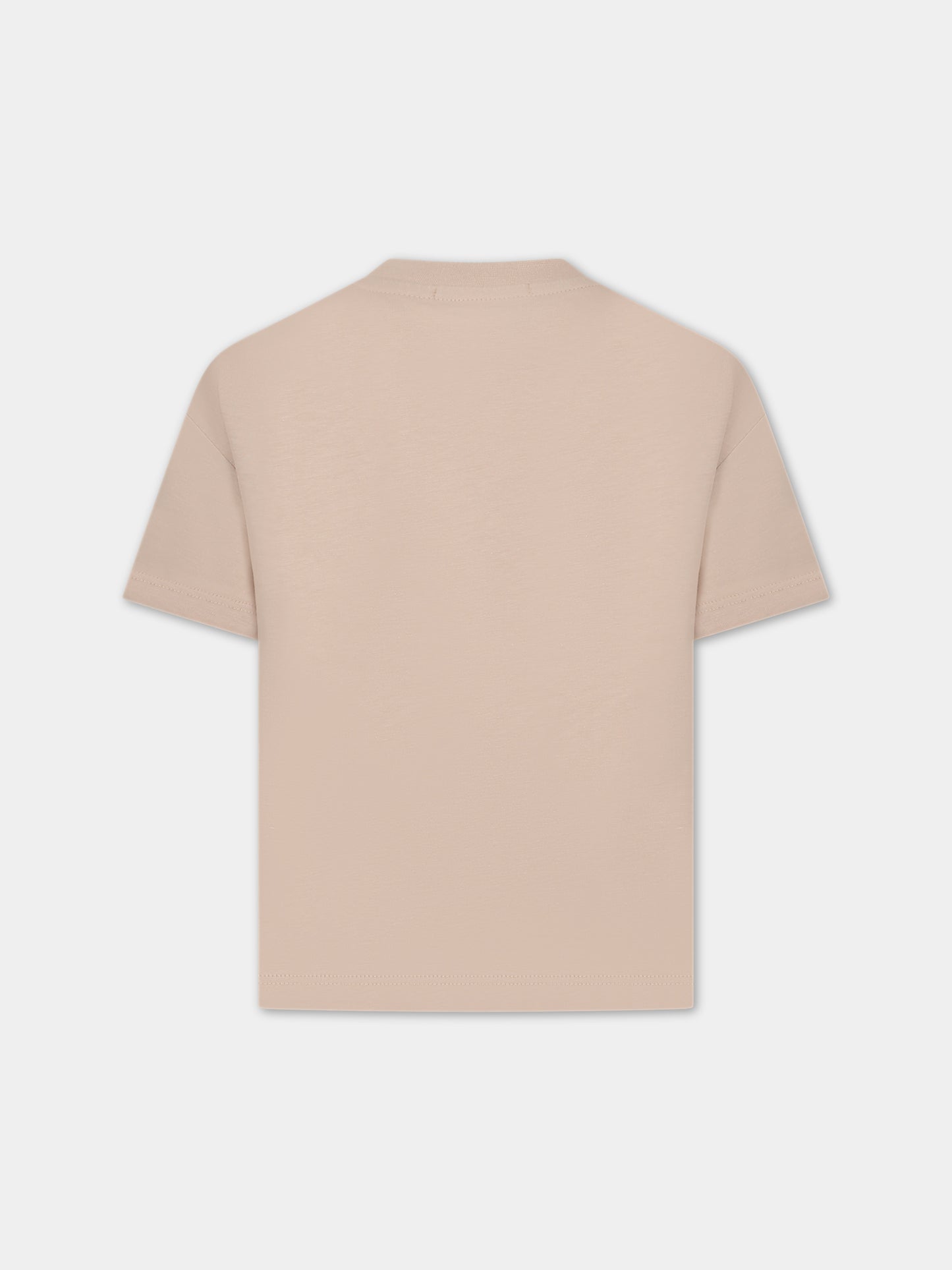 T-shirt beige per bambini con logo,Msgm Kids,MS029315 015