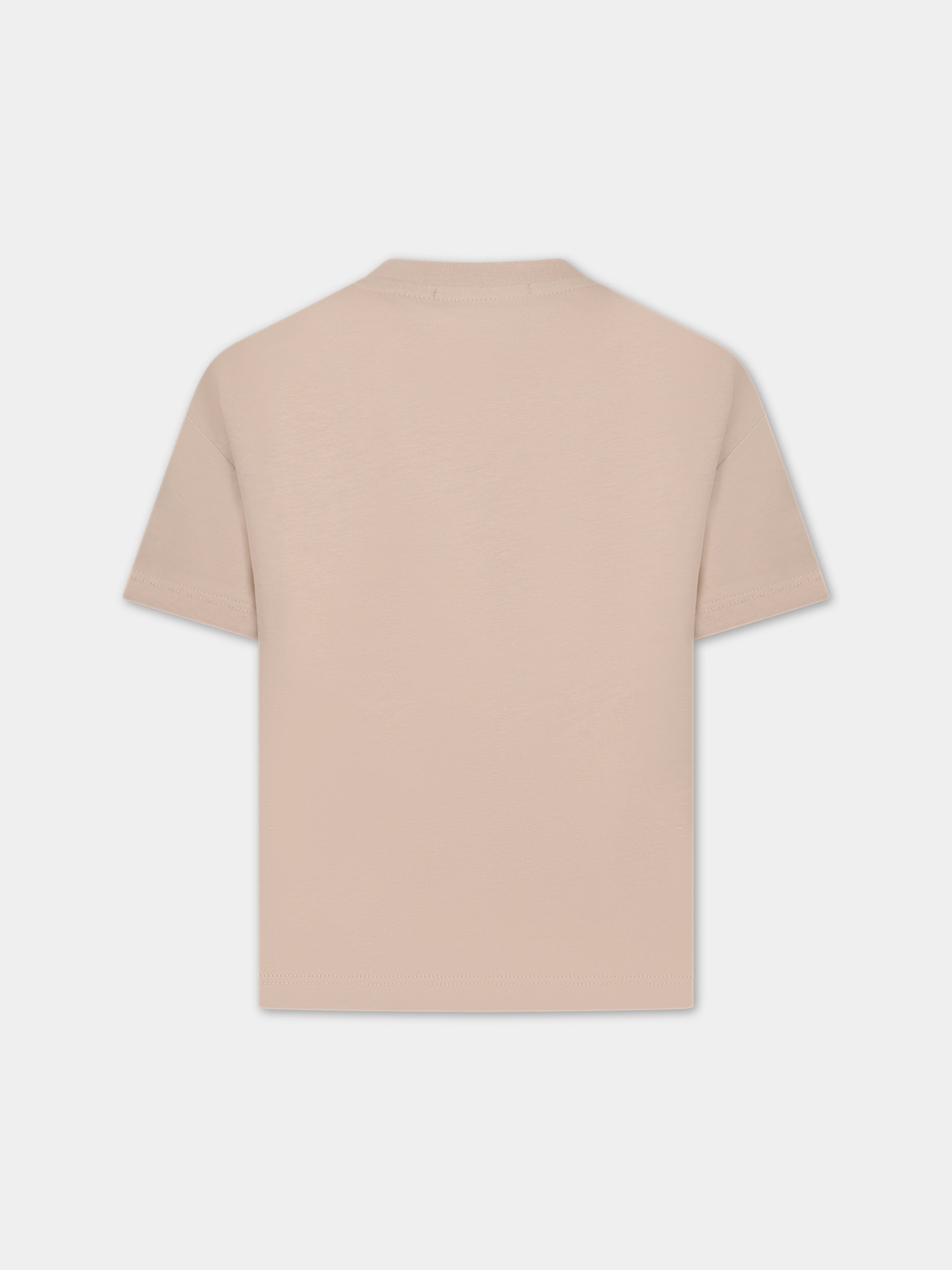 T-shirt beige per bambini con logo,Msgm Kids,MS029315 015