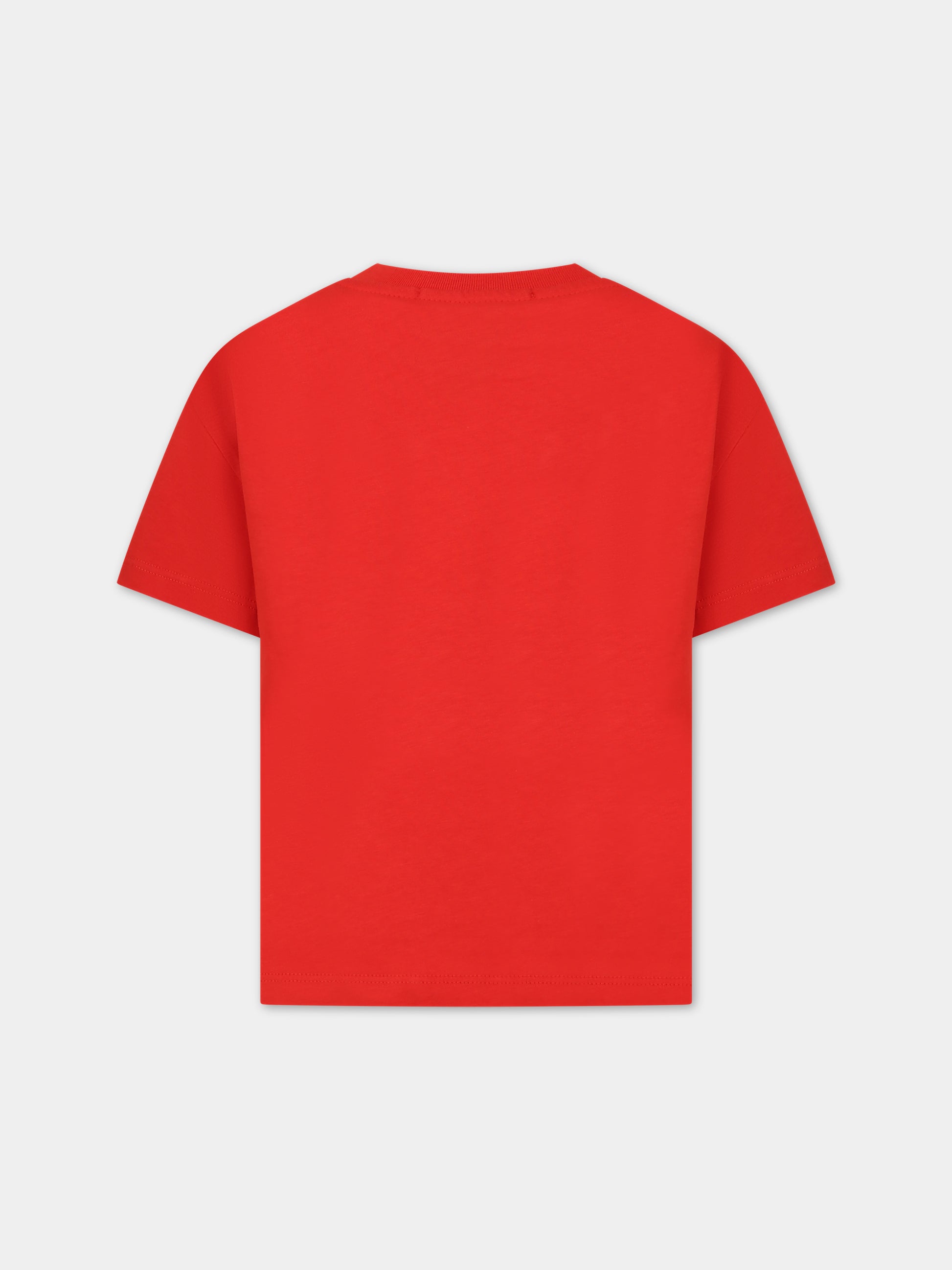 T-shirt rossa per bambini con logo,Msgm Kids,MS029315 040