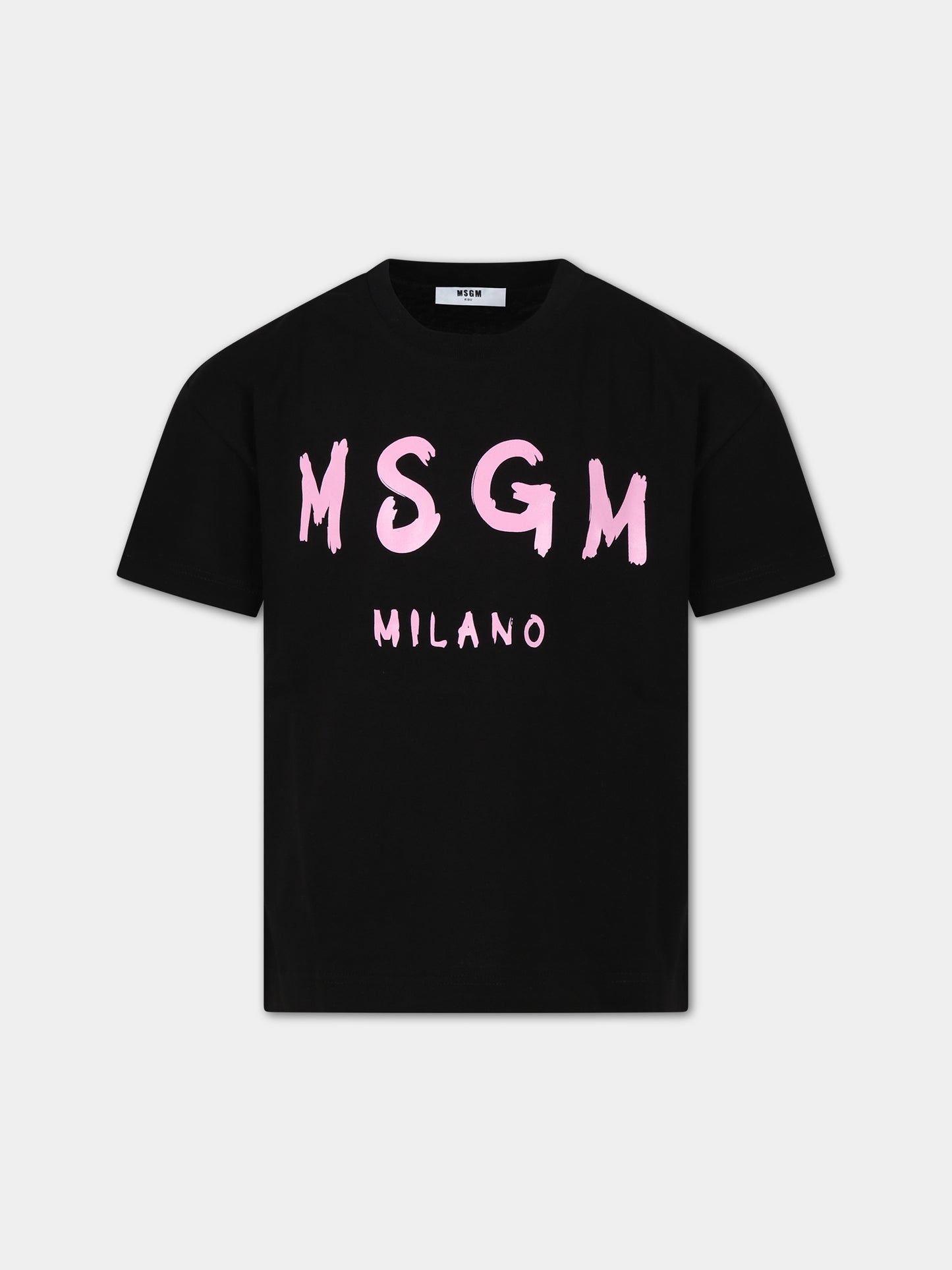 T-shirt nera per bambina con logo,Msgm Kids,MS029315 110