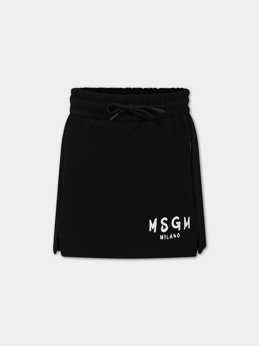 Gonna nera per bambina con logo,Msgm Kids,MS029328 110