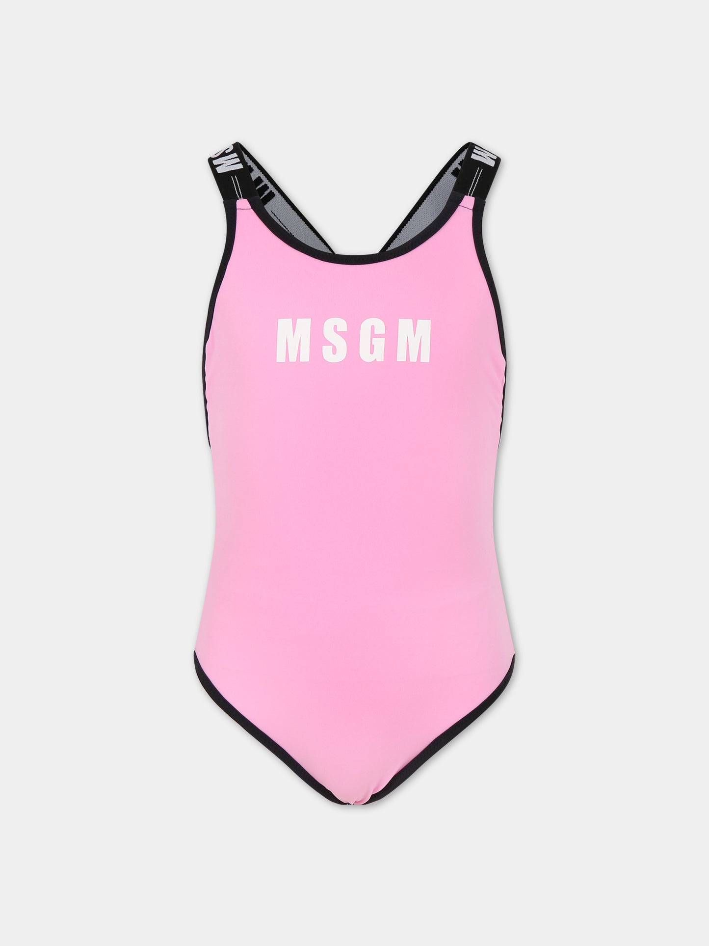 Costume rosa per bambina con logo,Msgm Kids,MS029343 042