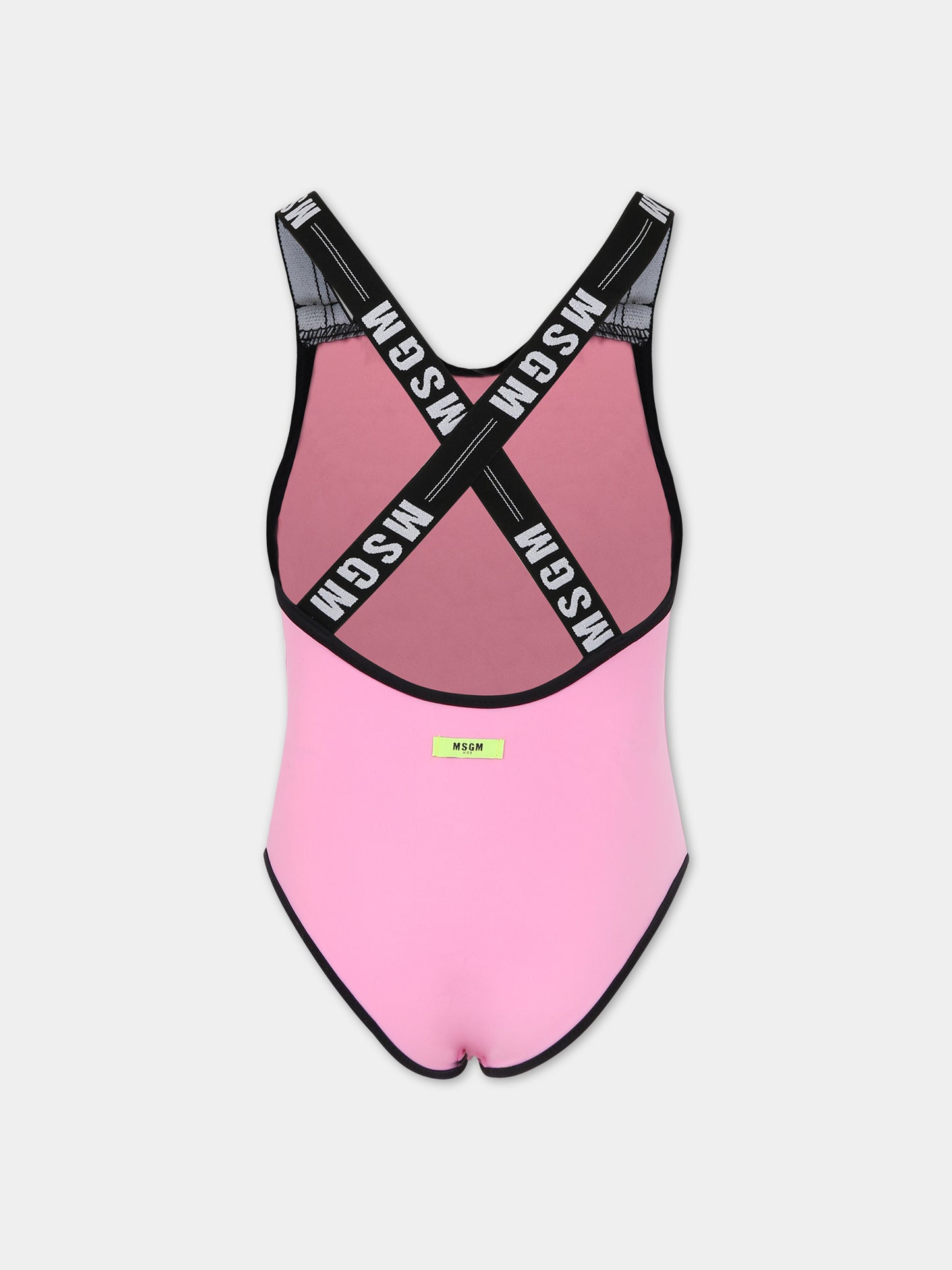 Costume rosa per bambina con logo,Msgm Kids,MS029343 042