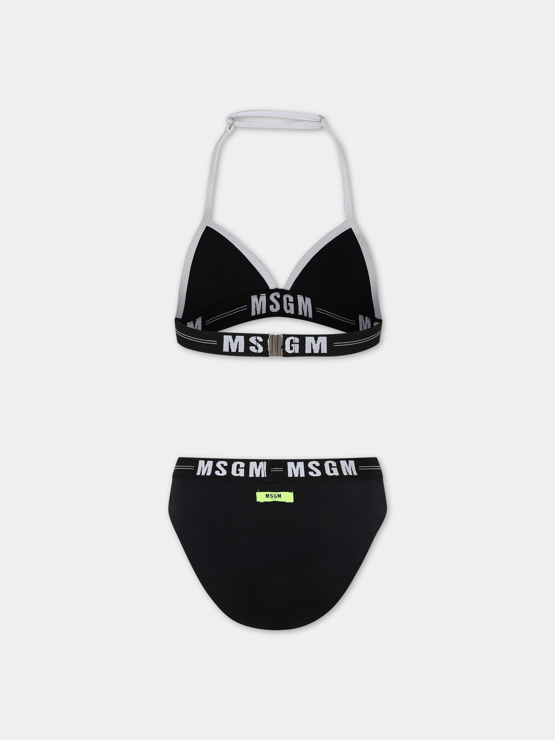 Bikini nero per bambina con logo,Msgm Kids,MS029344 110