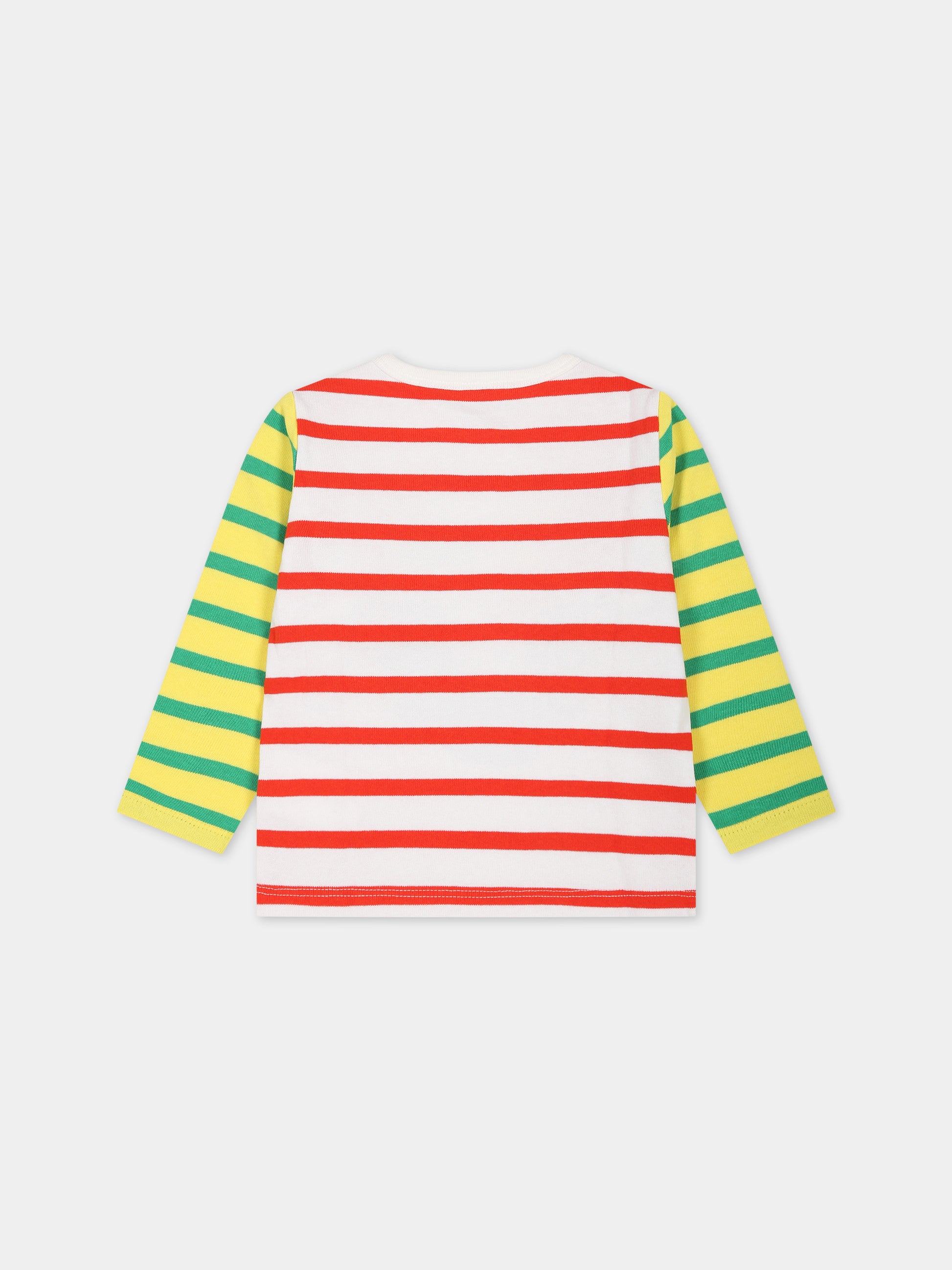 T-shirt bianca per neonato con stampe multicolor,Stella Mccartney Kids,8R8520 Z0467 999