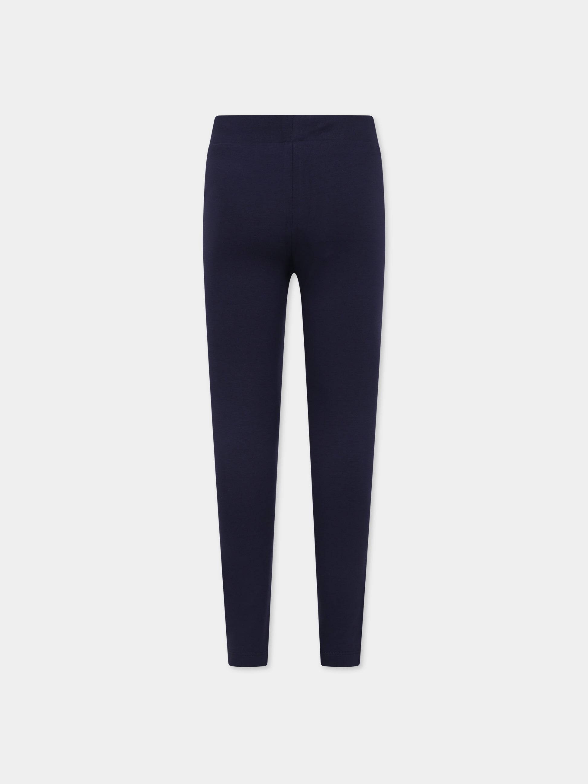 Leggings blu per bambina con logo,Moschino Kids,H4P047 LBA00 40016