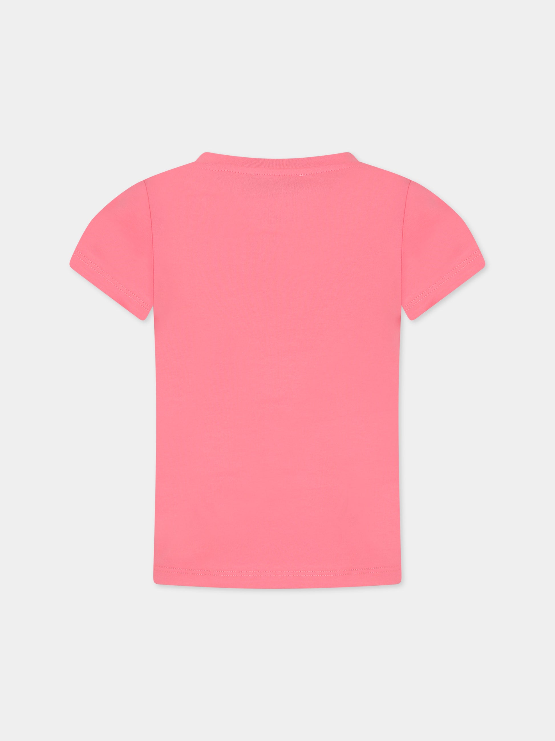 T-shirt rosa per bambina con Teddy bear e fiori,Moschino Kids,HDM04T LBA00 51047