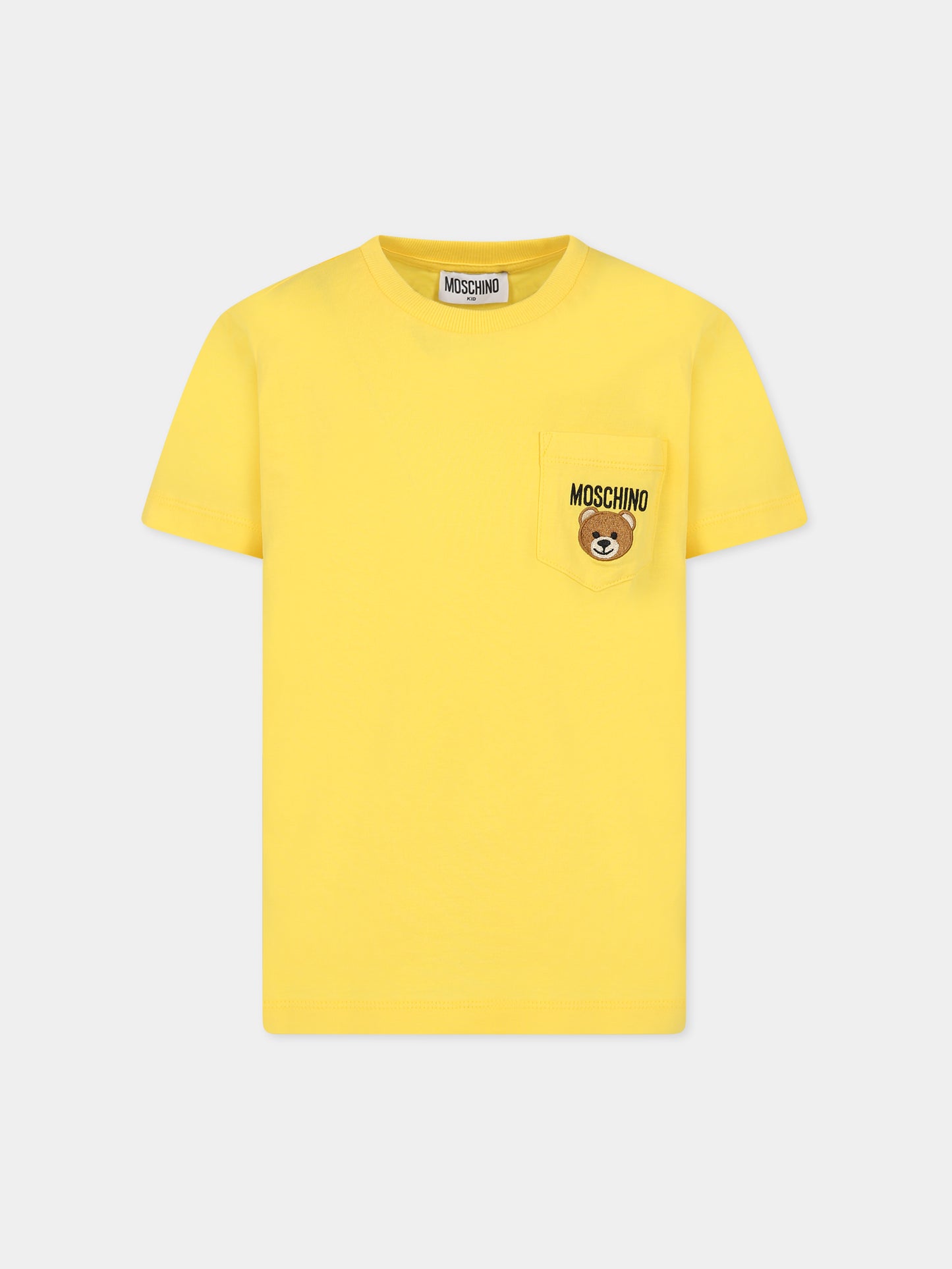 T-shirt gialla per bambini con Teddy Bear e logo,Moschino Kids,HUM049 LAA24 50162