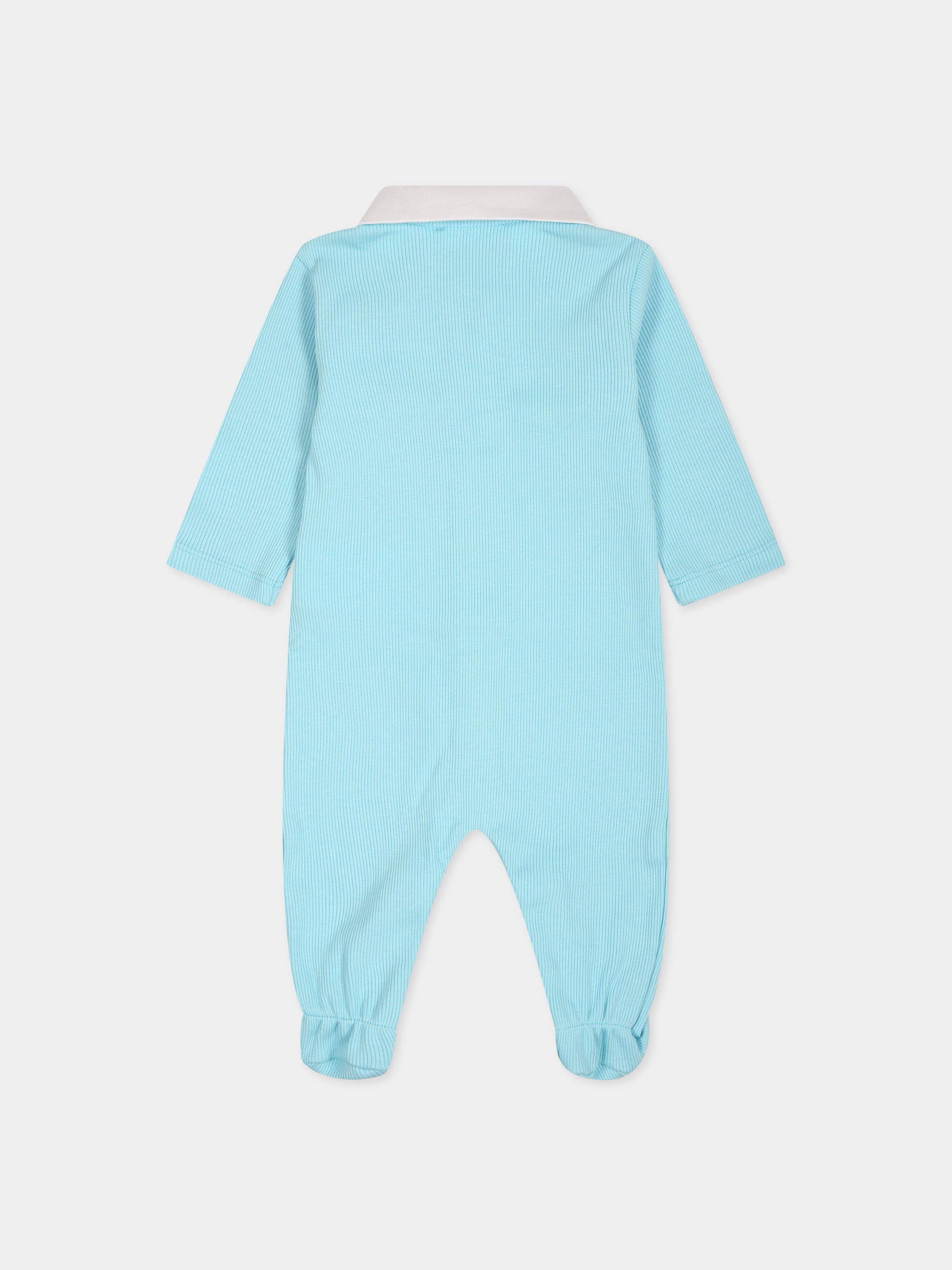 Tutina celeste per neonato con Teddy Bear e logo,Moschino Kids,MUY053  LBA35 41020