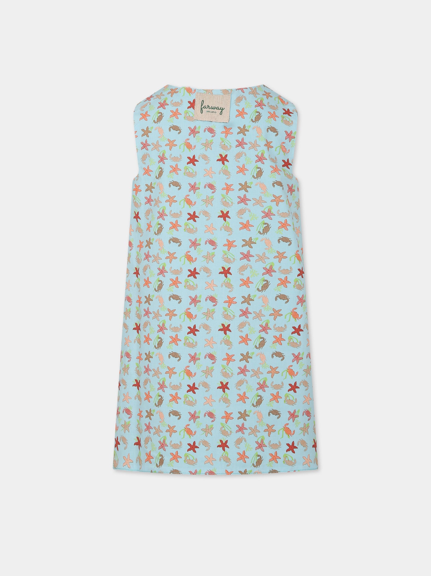 Vestito celeste double-face per bambinta con stampa e logo,Farway Milano,ABDO2PKT