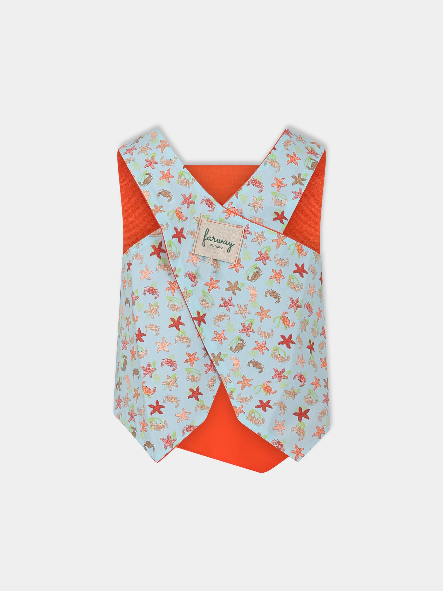 Top celeste double-face per bambina con stampa e logo,Farway Milano,TOP01PKT