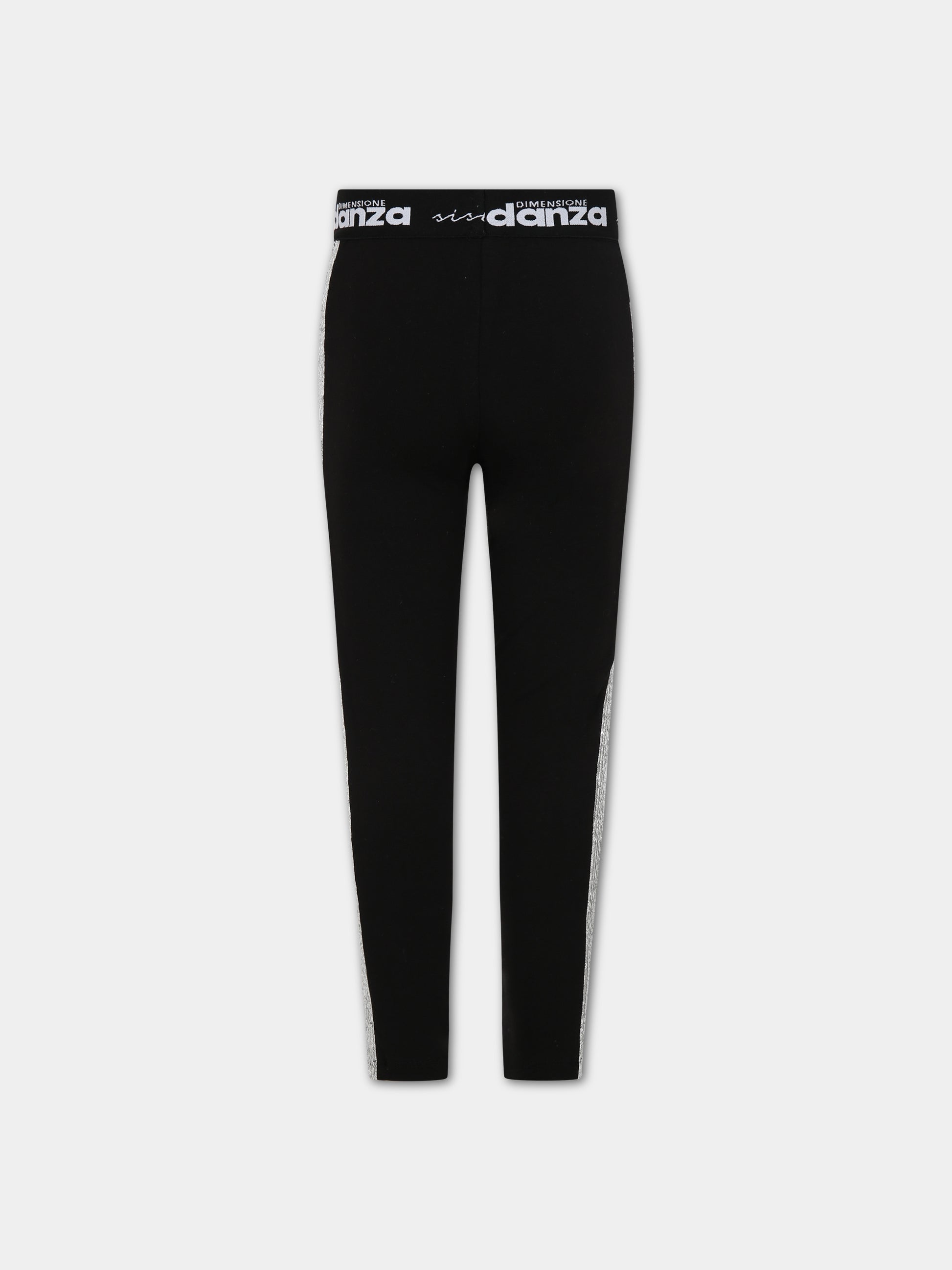 Leggings neri per bambina con logo,Dimensione Danza,031943 110