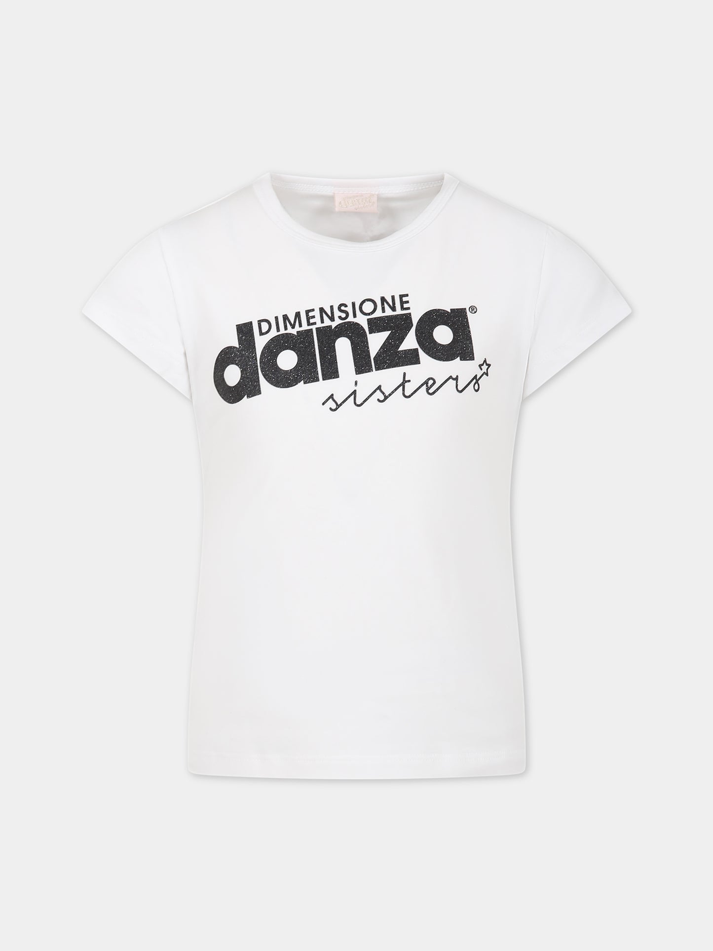 T-shirt bianca per bambina con logo,Dimensione Danza,031952/48 002