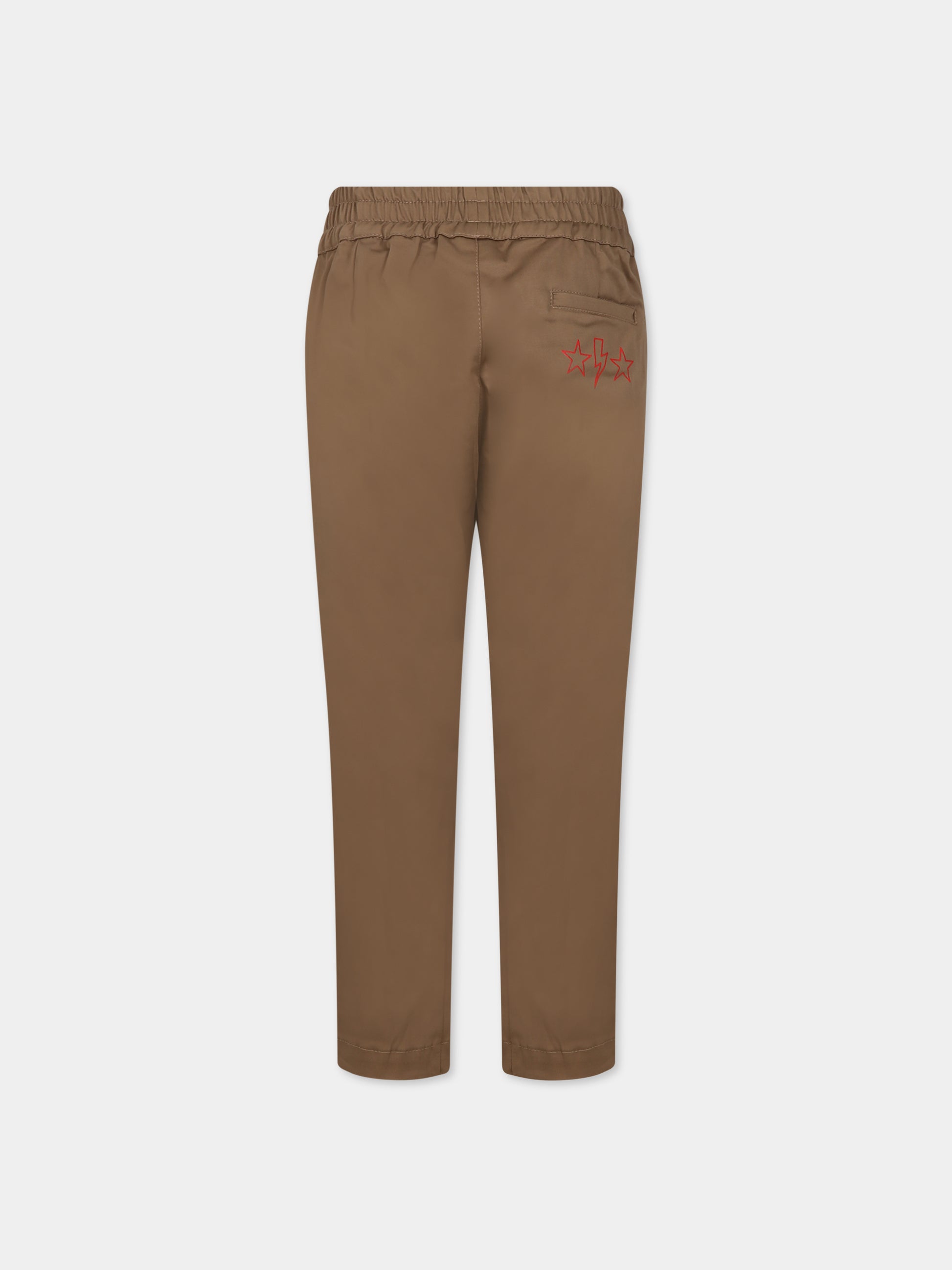 Pantaloni marroni per bambino con iconica saetta e logo,Neil Barrett Kids,033617 225