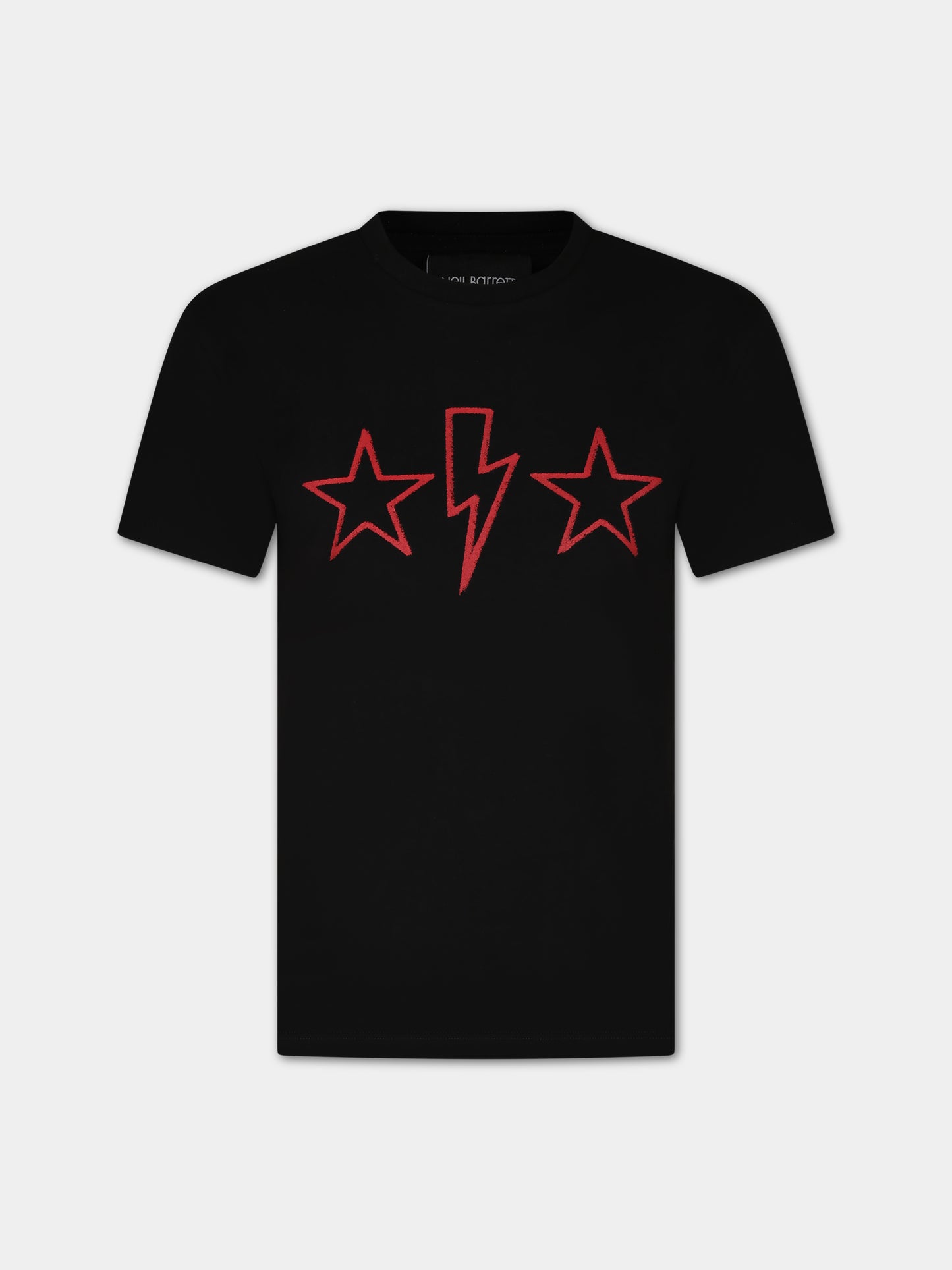 T-shirt nera con fulmini iconici per bambino,Neil Barrett Kids,033633 110