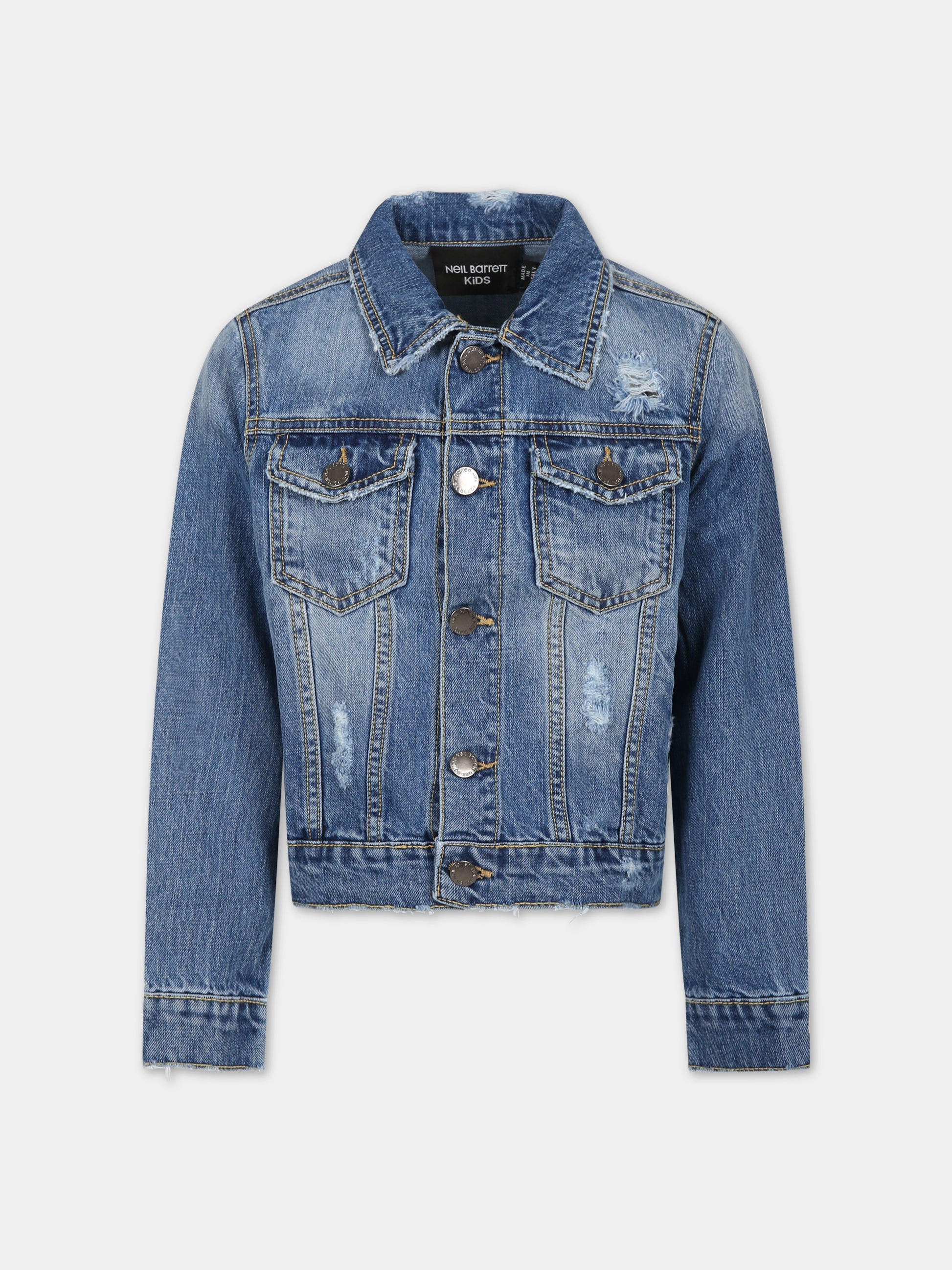 Giubbotto blu con iconico fulmine per bambino,Neil Barrett Kids,033638 126