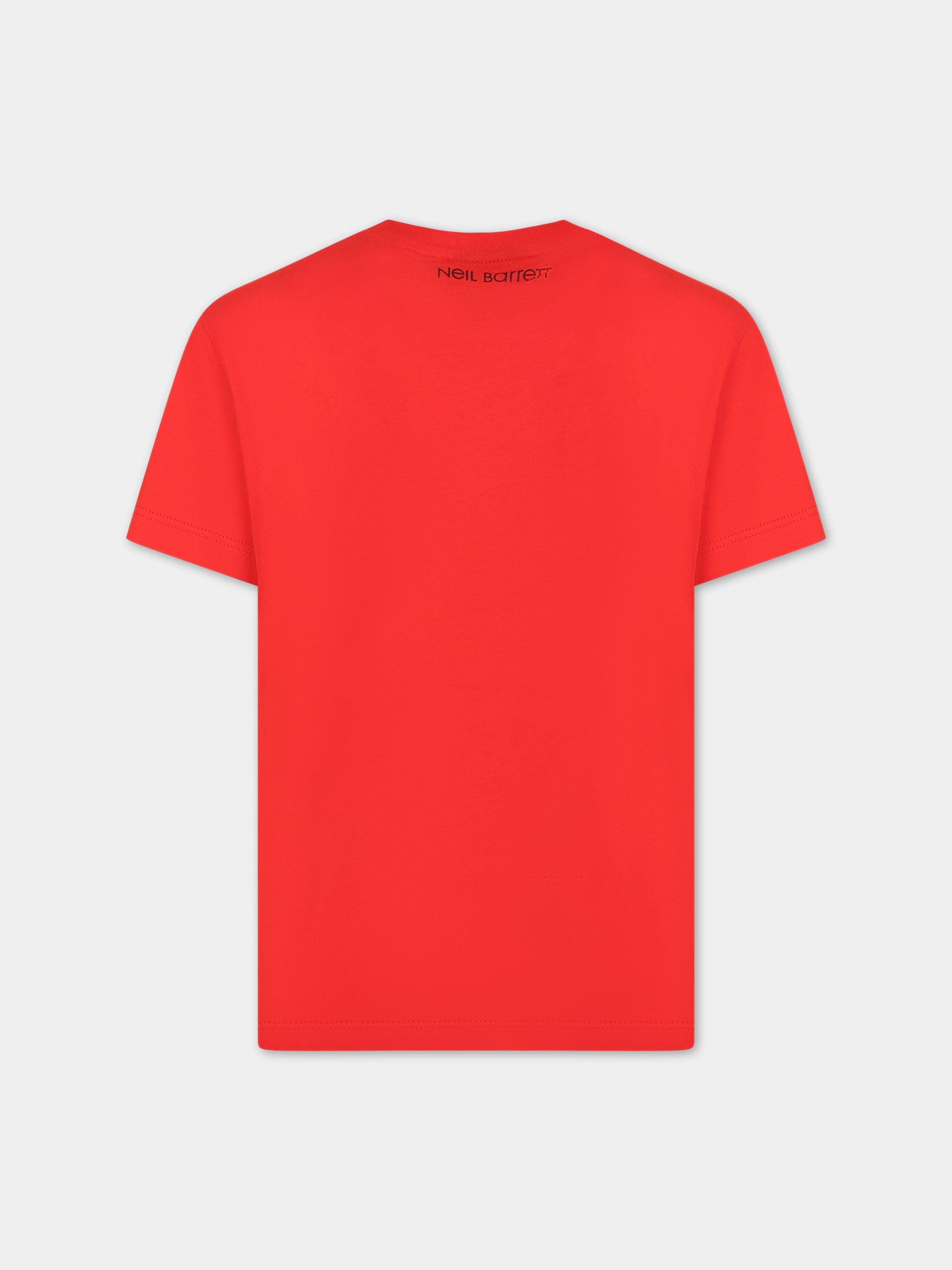 T-shirt rossa per bambino con logo e iconiche saette,Neil Barrett Kids,033579 040