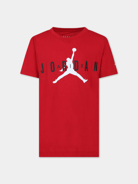 T-shirt bordeaux per bambino con stampa e logo,Jordan,955175 R78