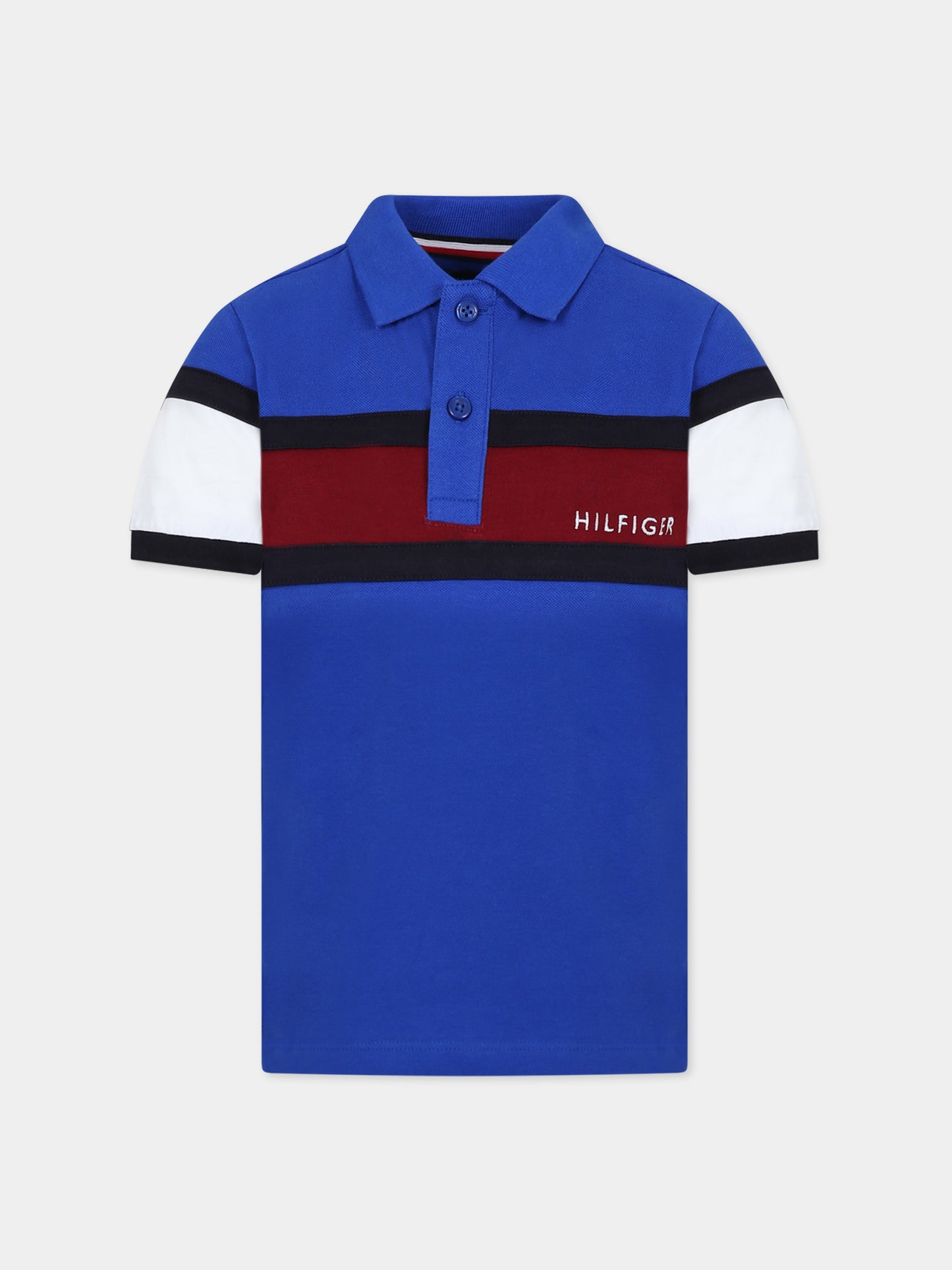 Polo blu per bambino con logo,Tommy Hilfiger Junior,KB0KB08158-