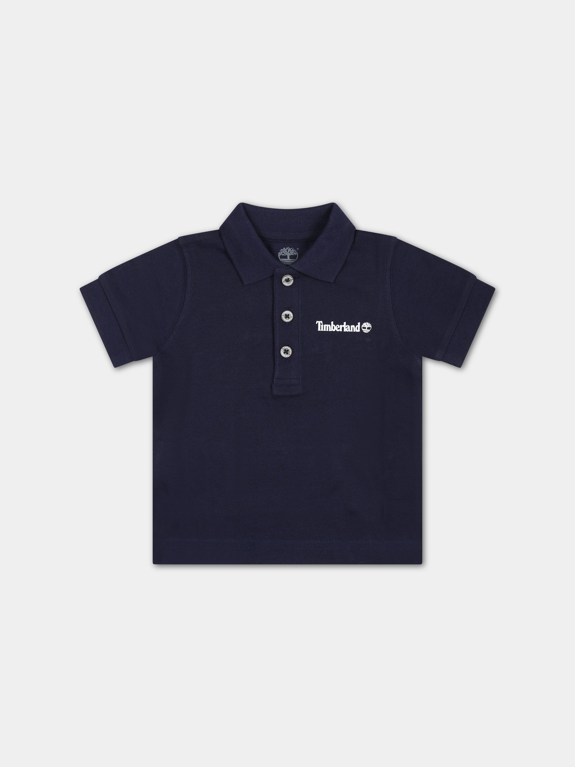 Polo blu per neonato con logo,Timberland,T05K99 85T