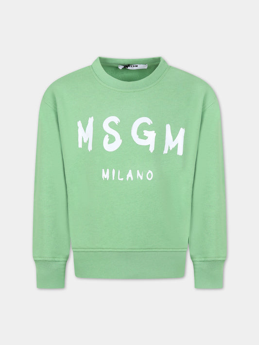 Felpa verde per bambini con logo,Msgm Kids,MS029324 902