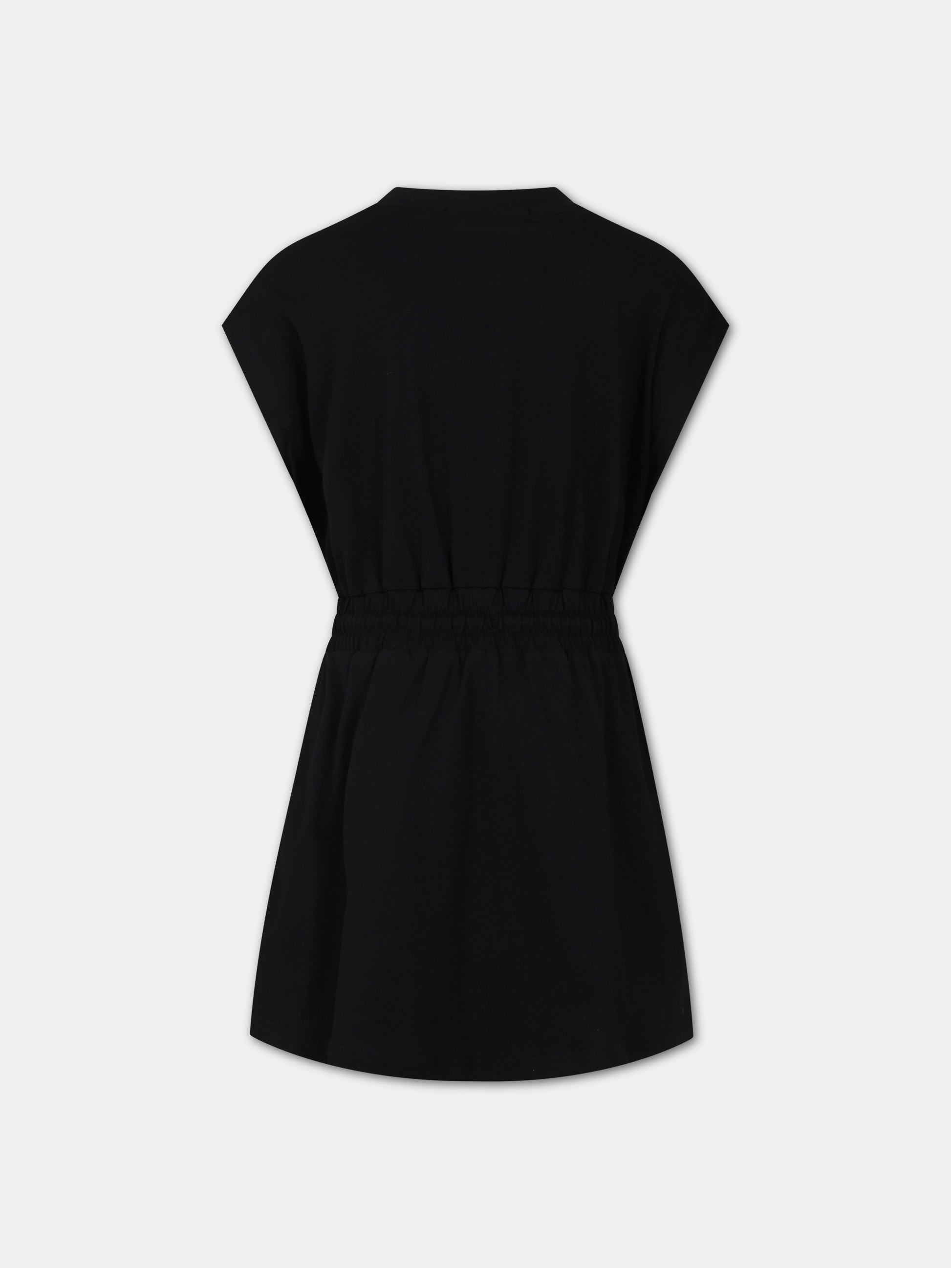 Vestito nero per bambina con logo,Msgm Kids,MS029327 110/08