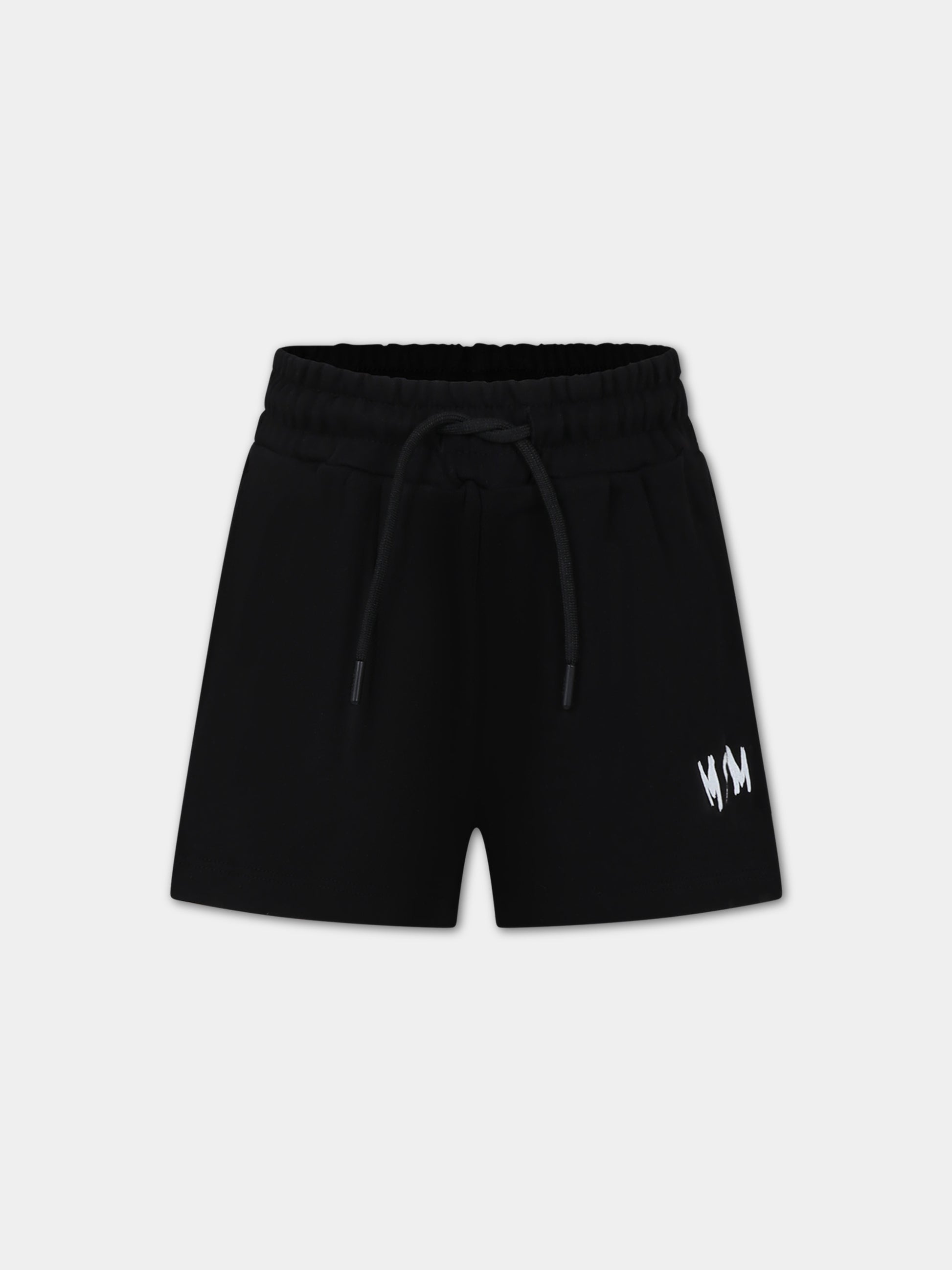 Shorts neri per bambina con logo,Msgm Kids,MS029329 110