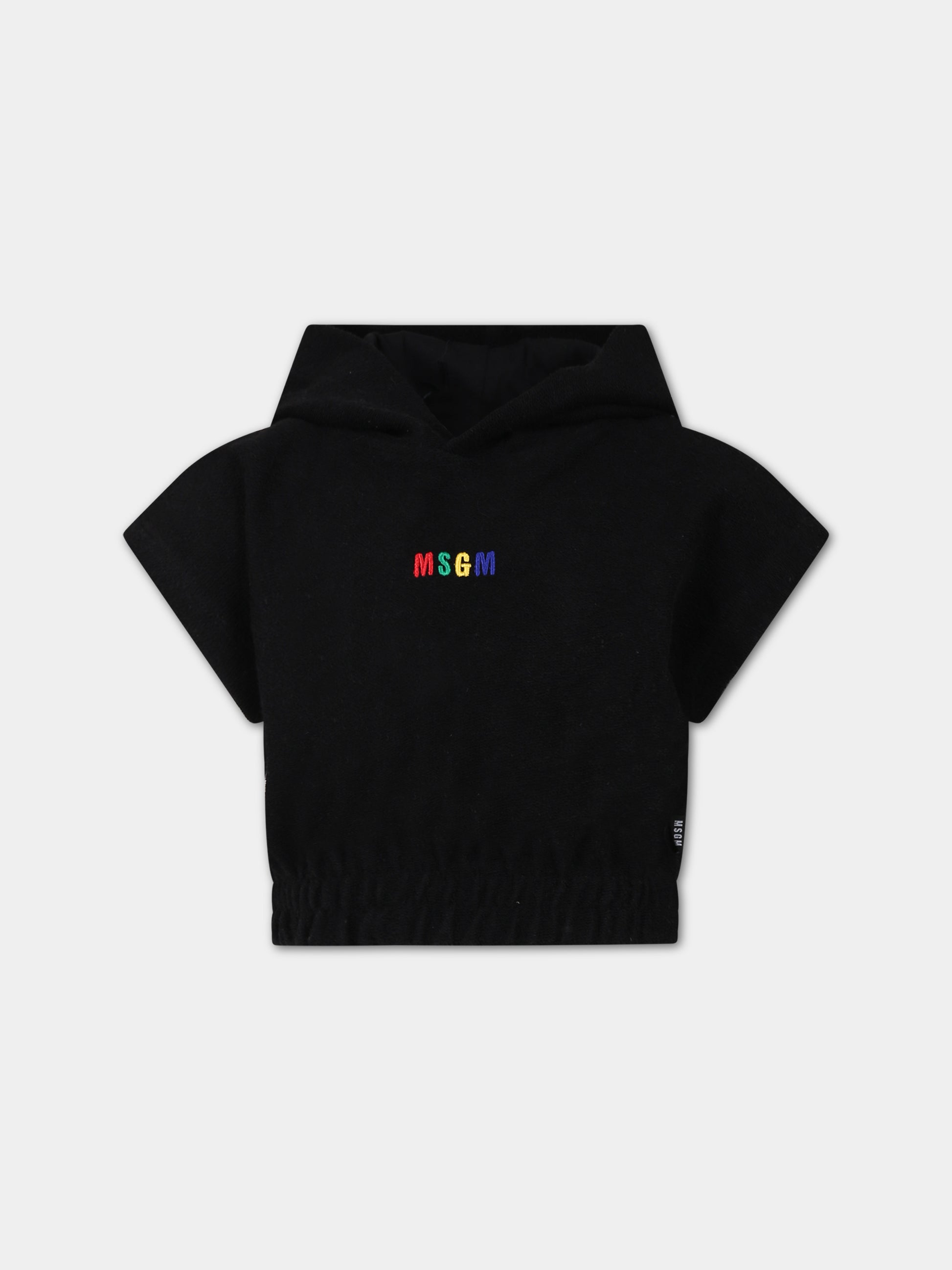 Felpa nera per bambina con logo,Msgm Kids,MS029337 110