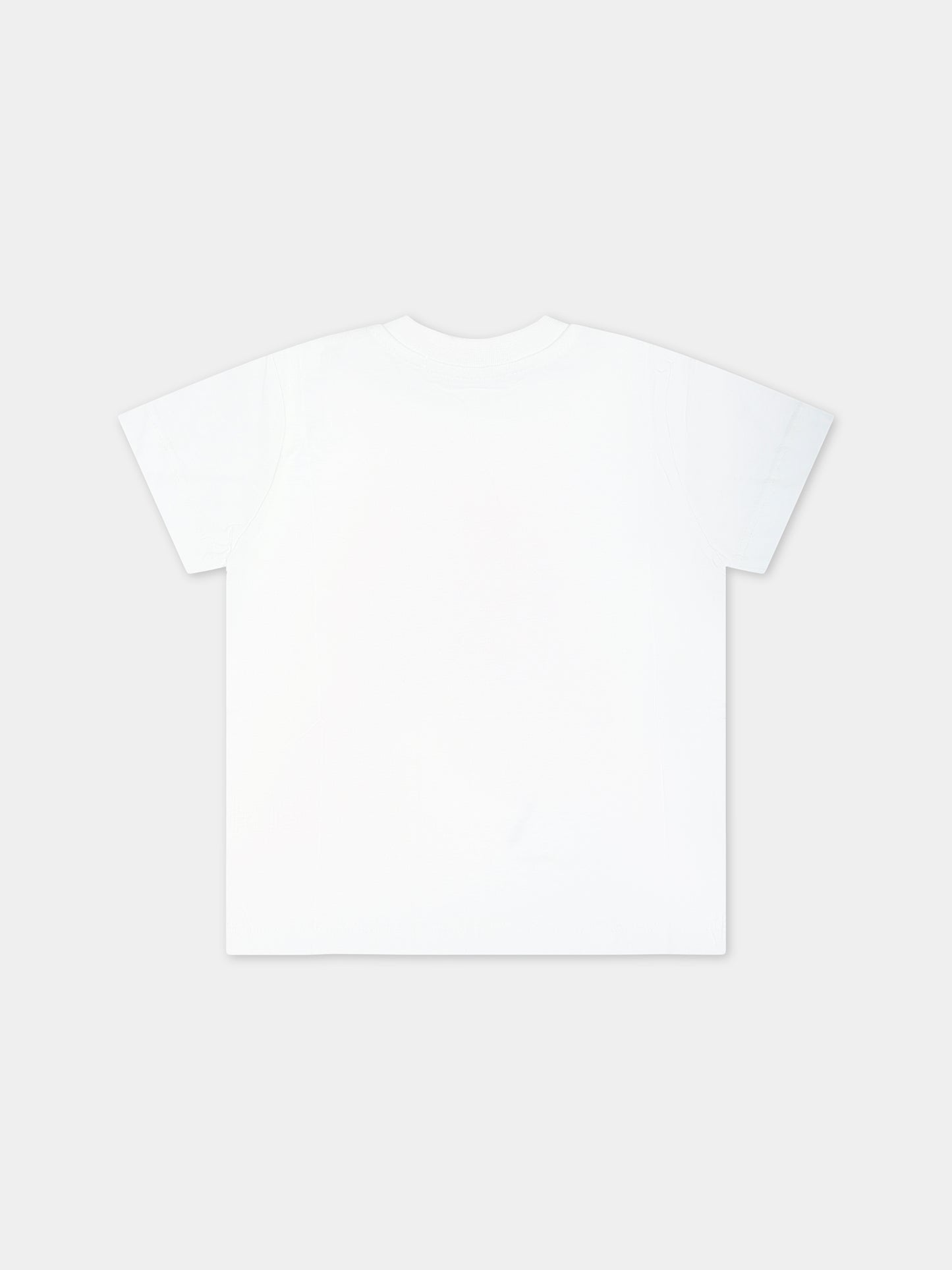 T-shirt bianca per neonata con logo e fiore,Msgm Kids,MS029384 001