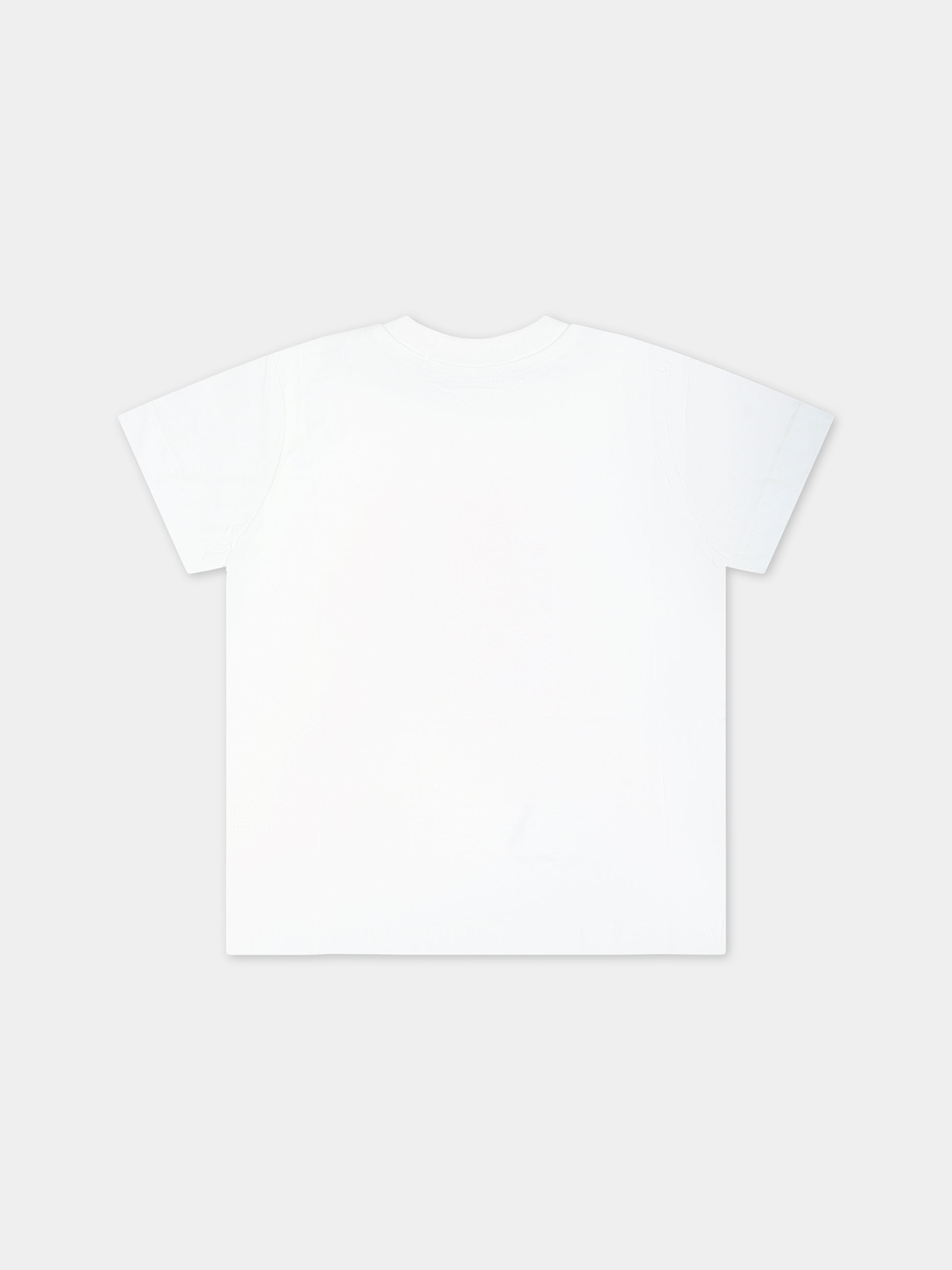 T-shirt bianca per neonata con logo e fiore,Msgm Kids,MS029384 001