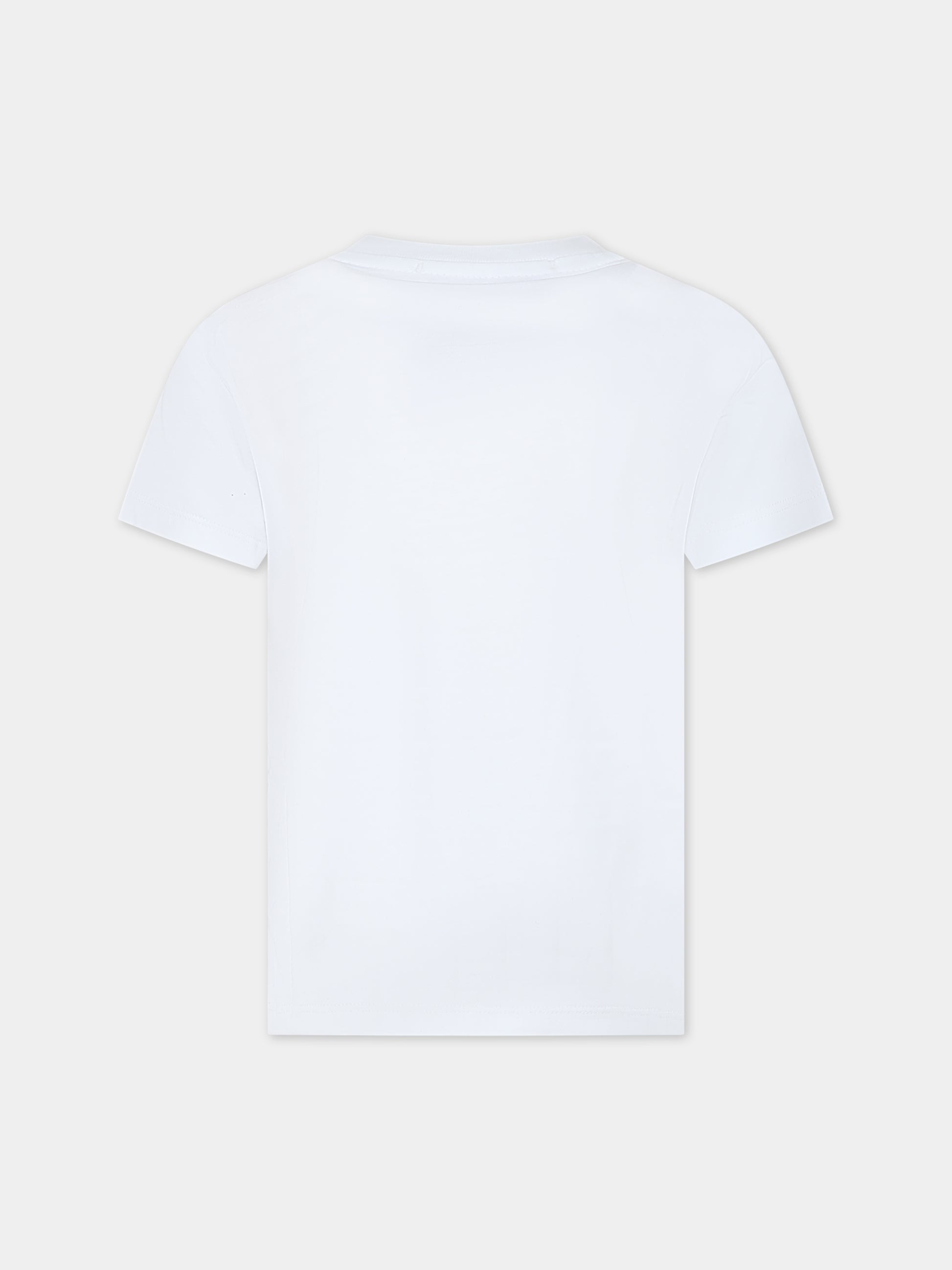 T-shirt bianca per bambina con logo e scritta,Msgm Kids,MS029458 001