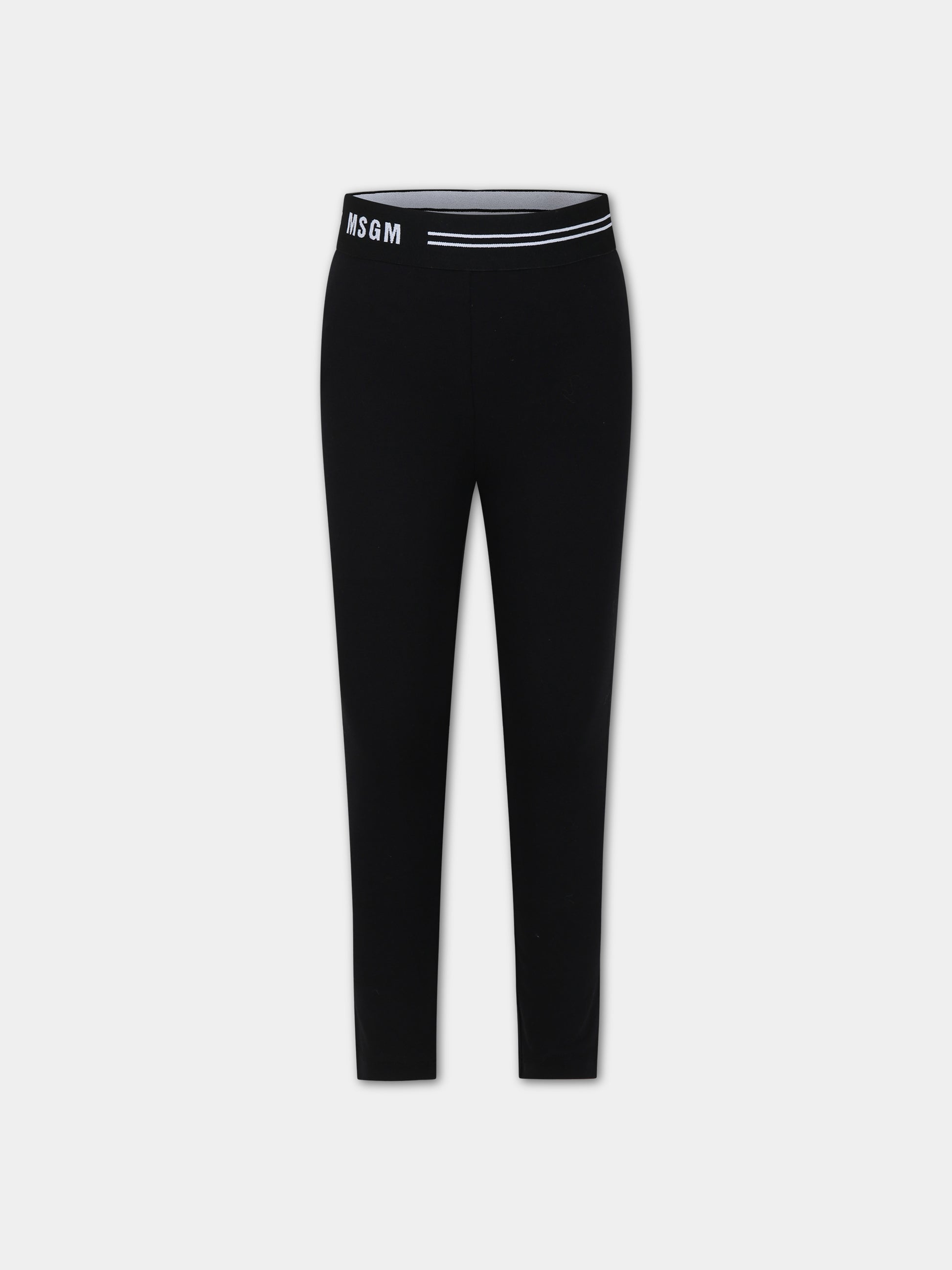 Leggings neri per bambina con logo,Msgm Kids,MS029461 110