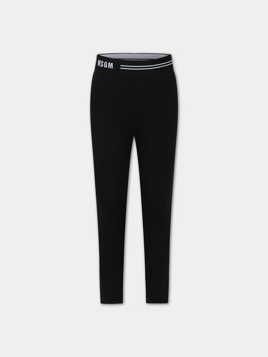 Leggings neri per bambina con logo,Msgm Kids,MS029461 110