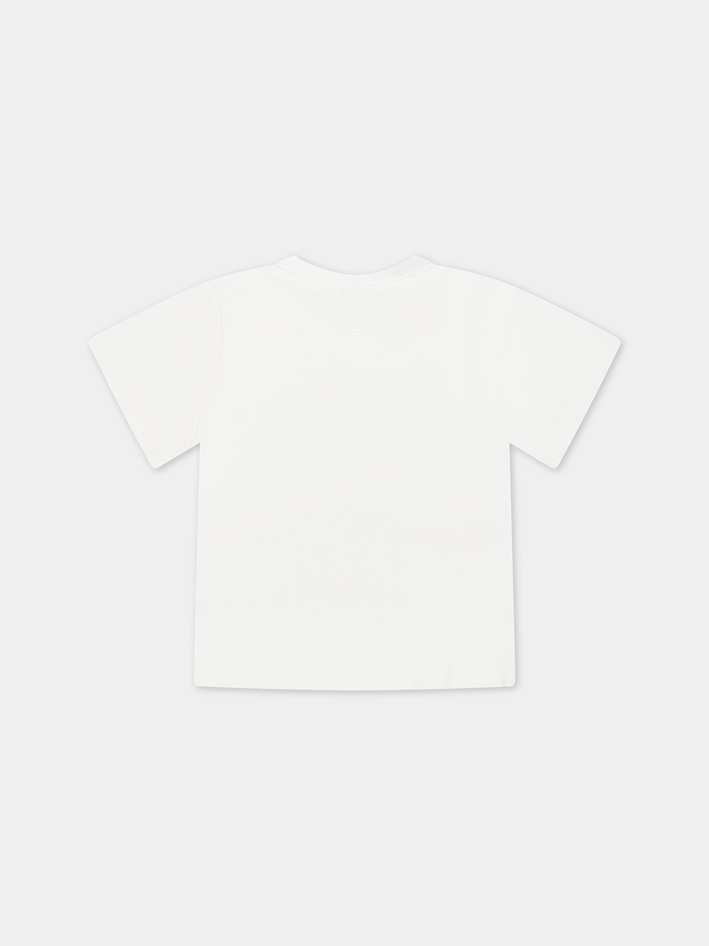 T-shirt bianca per neonato con chitarra e logo,Stella Mccartney Kids,TS8521 Z0434 101