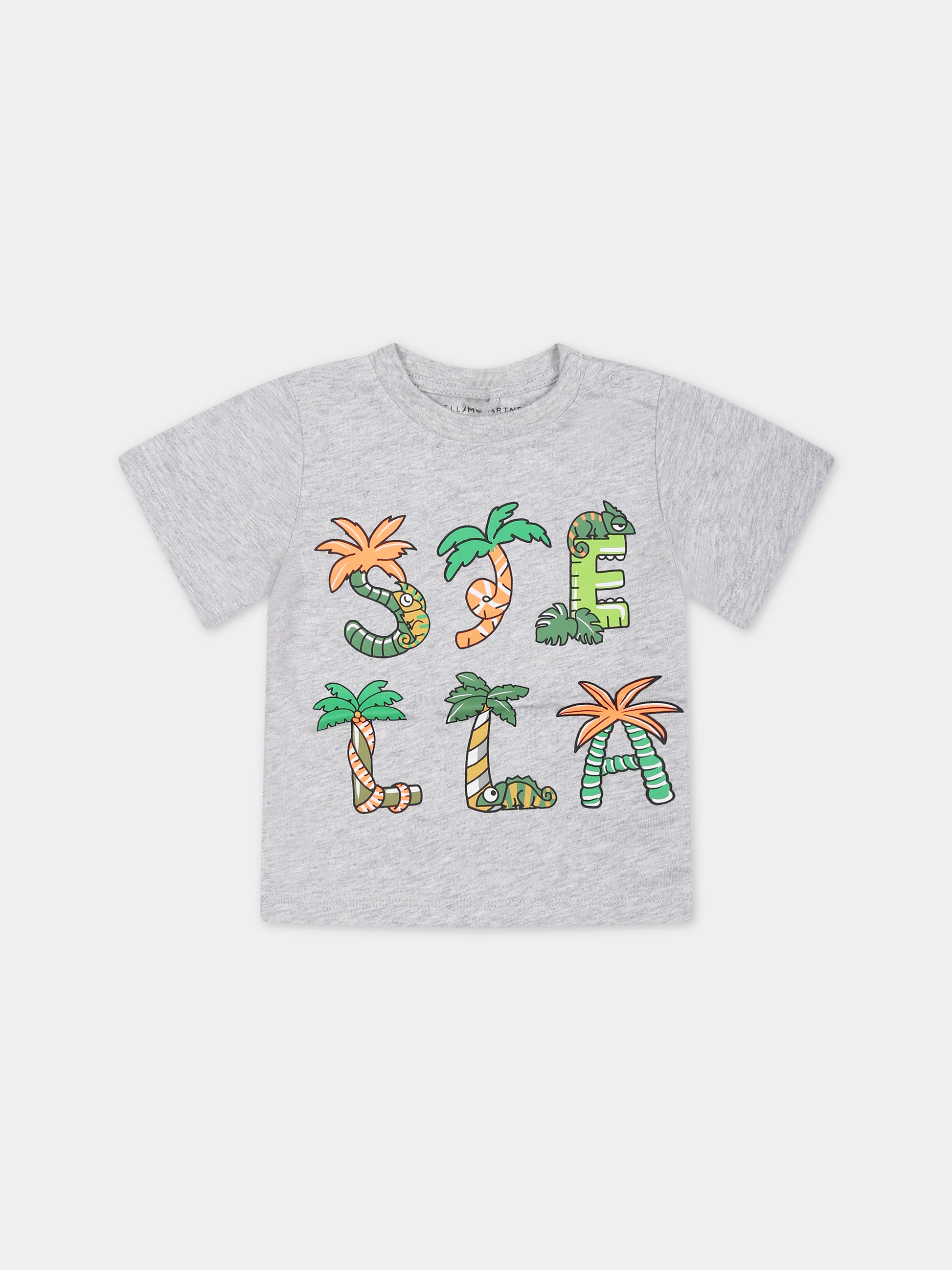 T-shirt grigia per neonato con logo,Stella Mccartney Kids,TS8561 Z0434 904